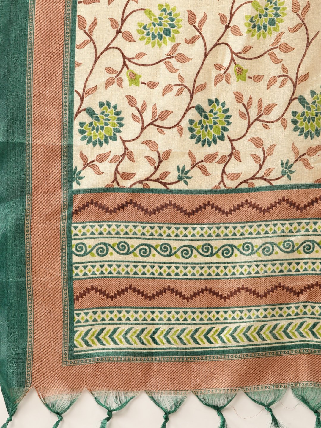 Women's Brown Three-Quarter Sleeves Straight Kurta Trouser Dupatta Set
