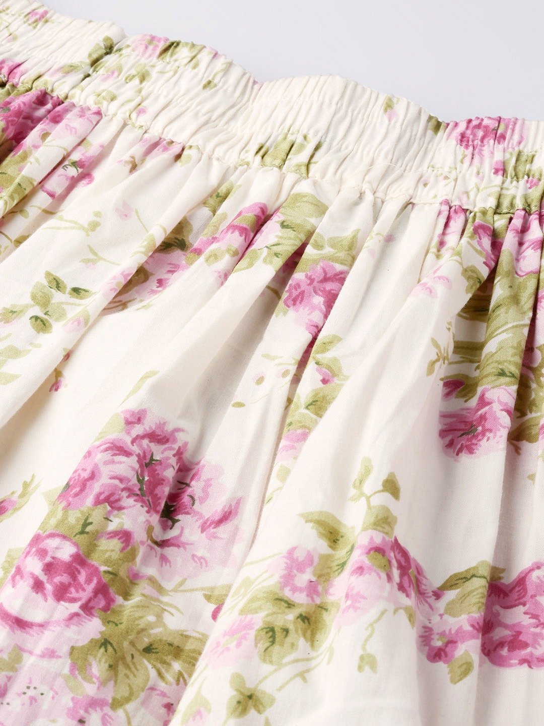 Women's Off White Floral Printed Skirt