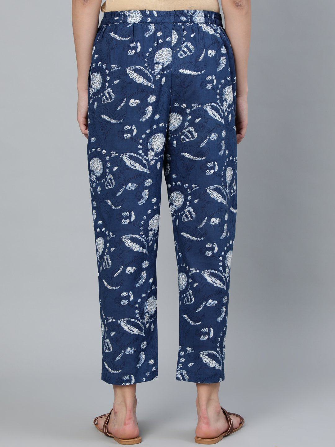 Women's Blue Indigo Printed Trouser