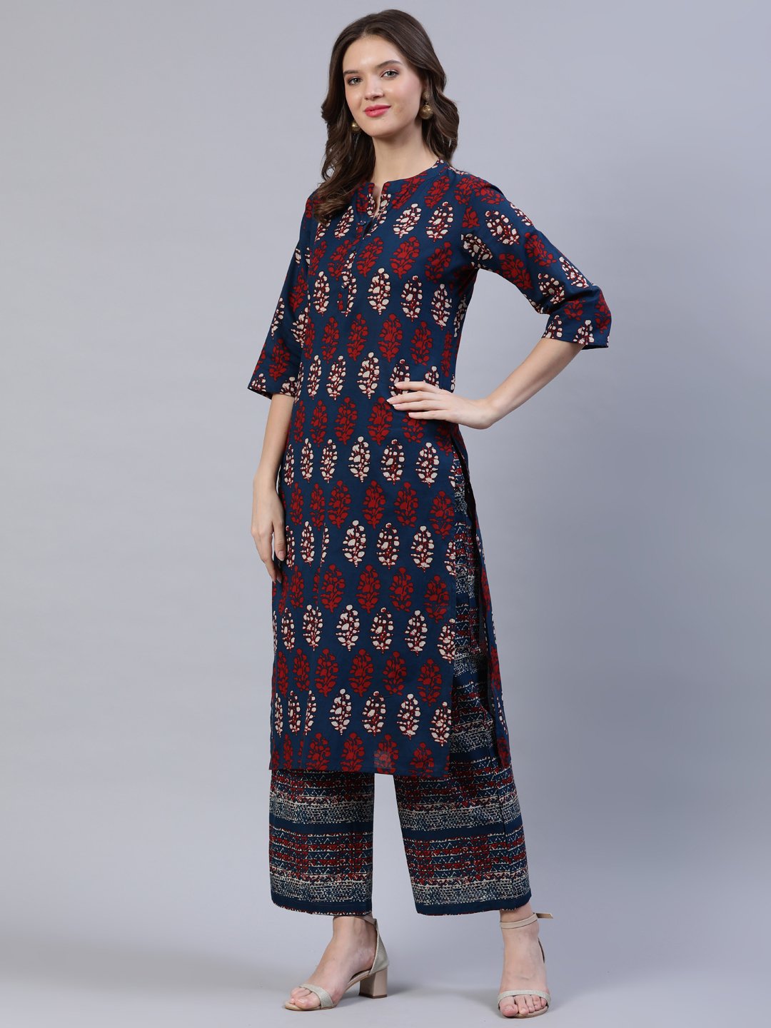Women's Blue & Red Printed Palazo