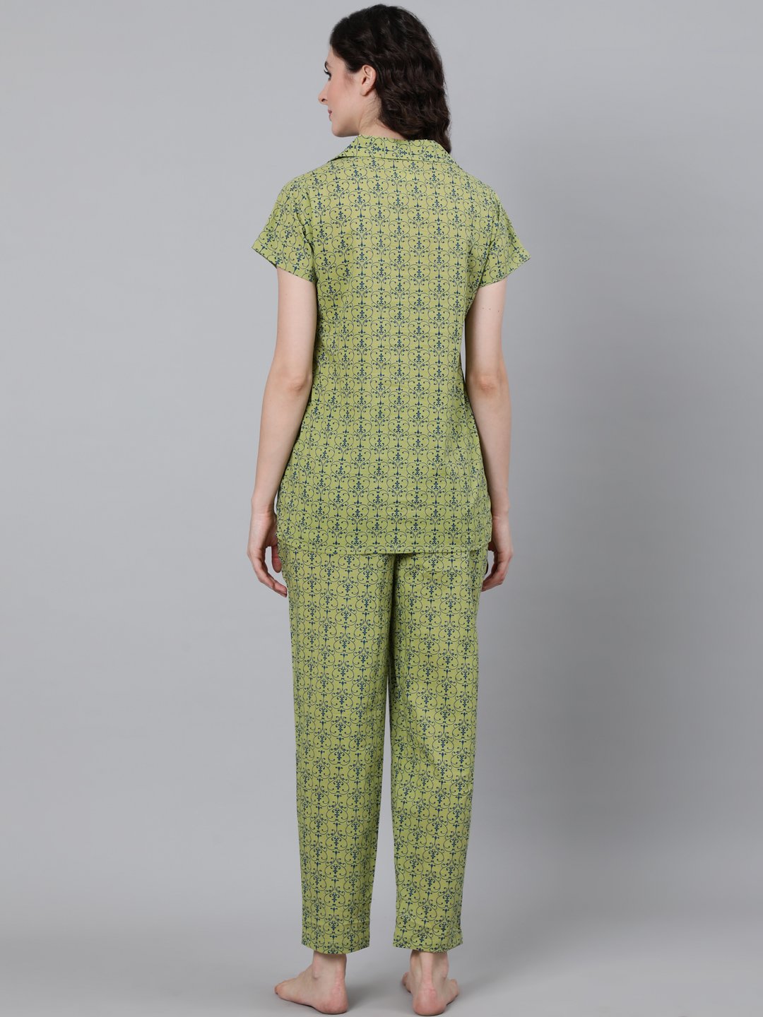 Women's Green Printed Night Suit