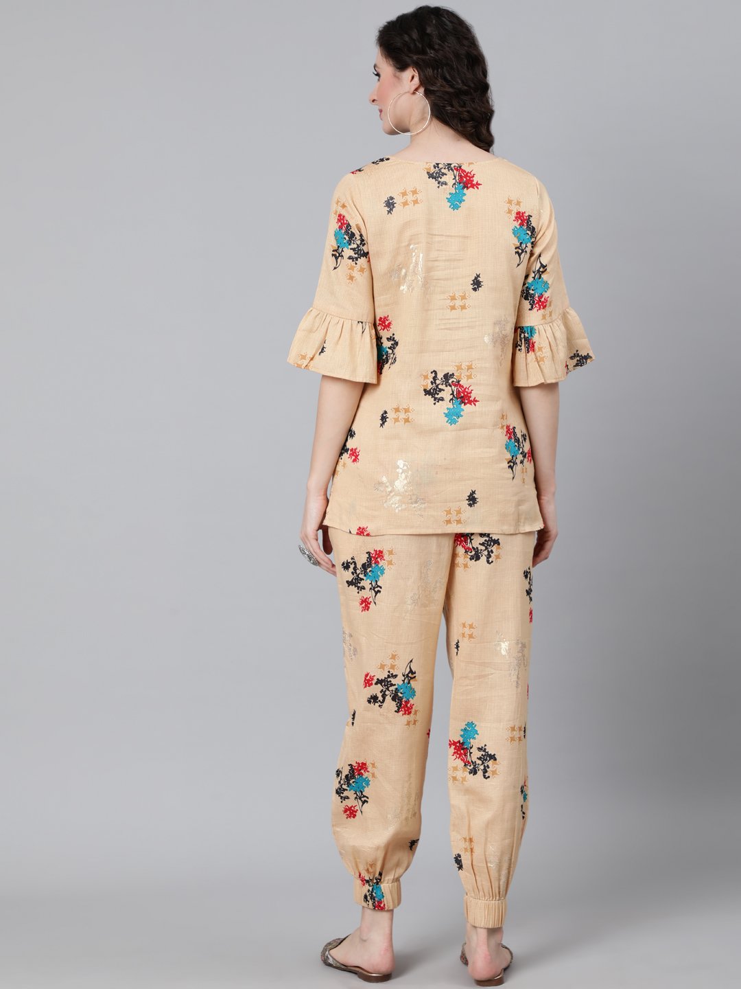 Women's Cream Printed Night Suit