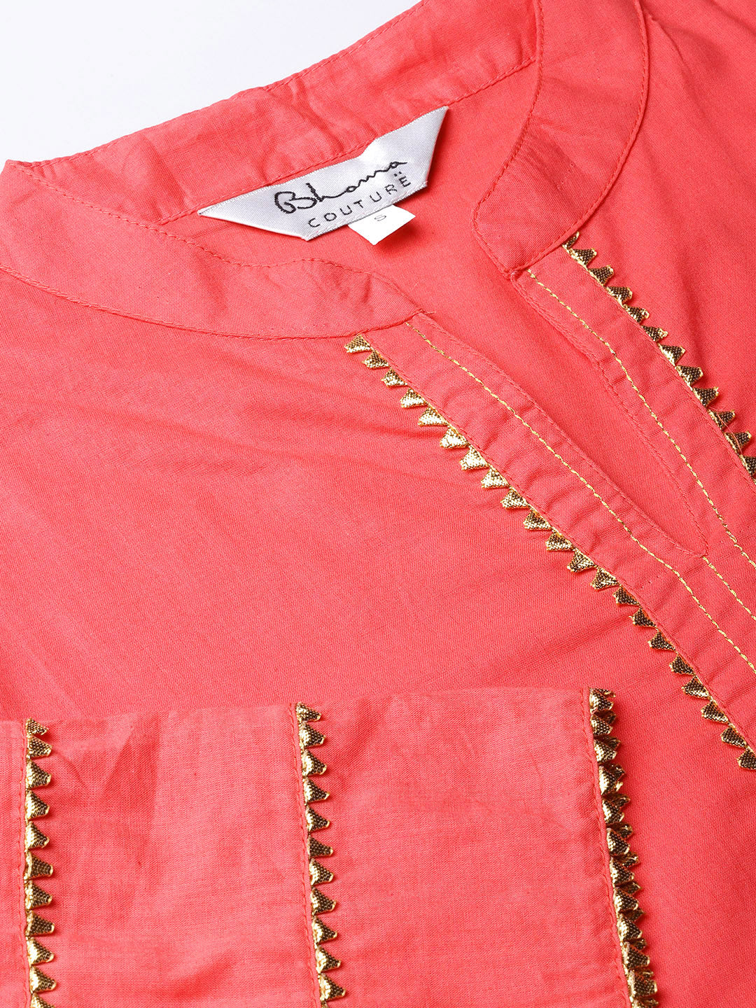 Women's Peach Solid Kurta With Sharara And Dupatta