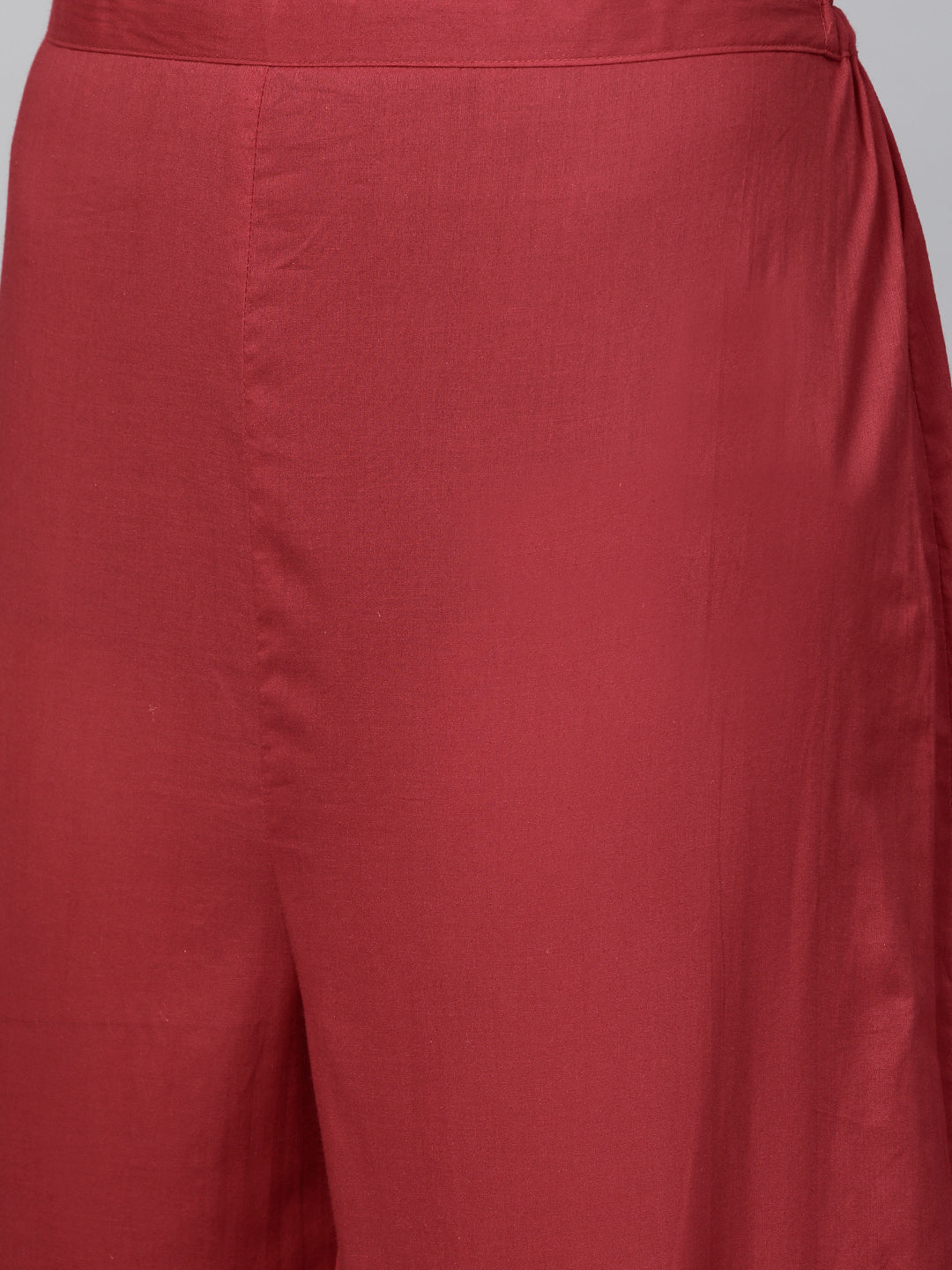 Women's Maroon And Golden Printed Kurta With Palazzos