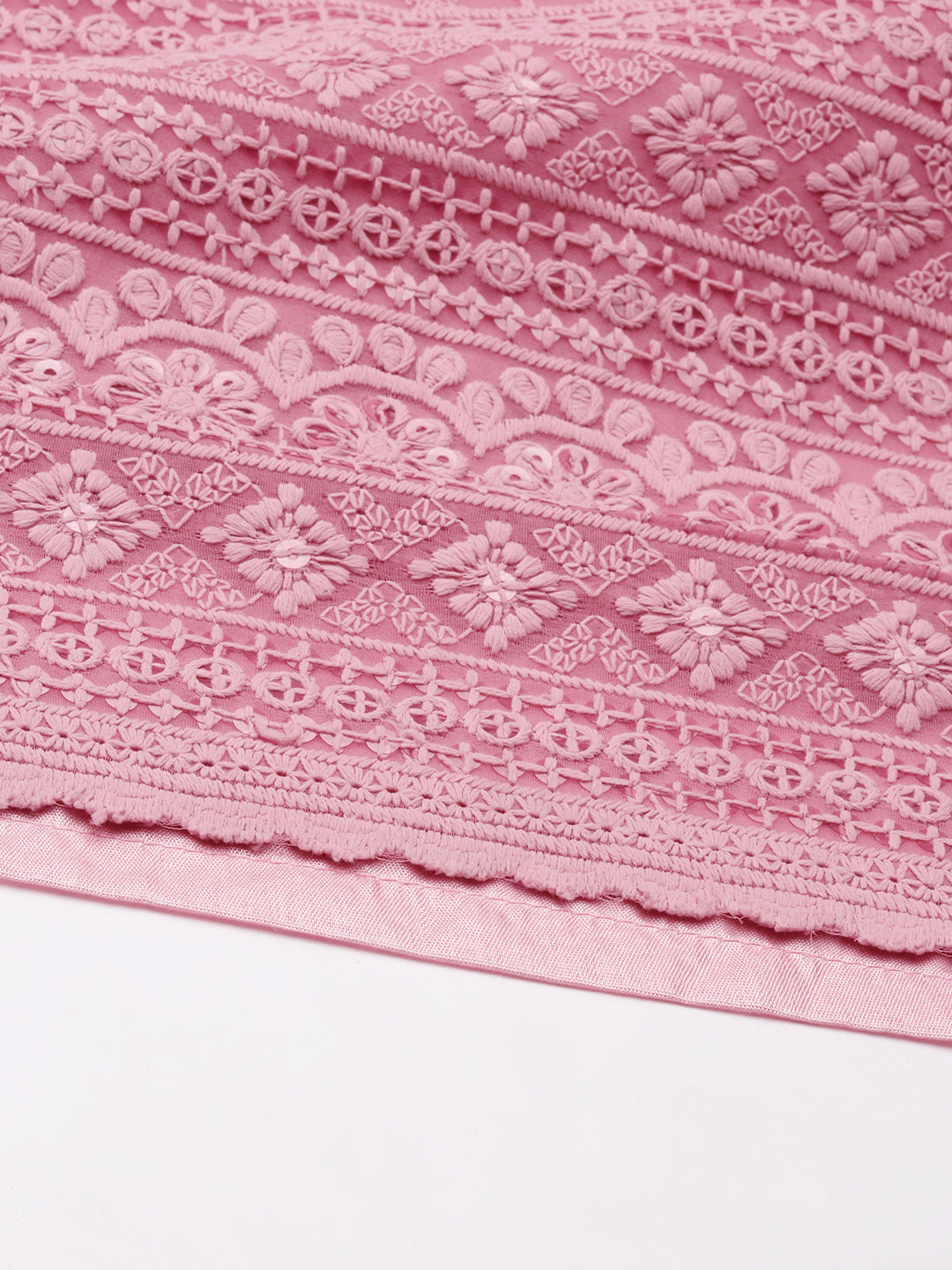 Women's Pink Embroidered Kurta With Sharara With Dupatta