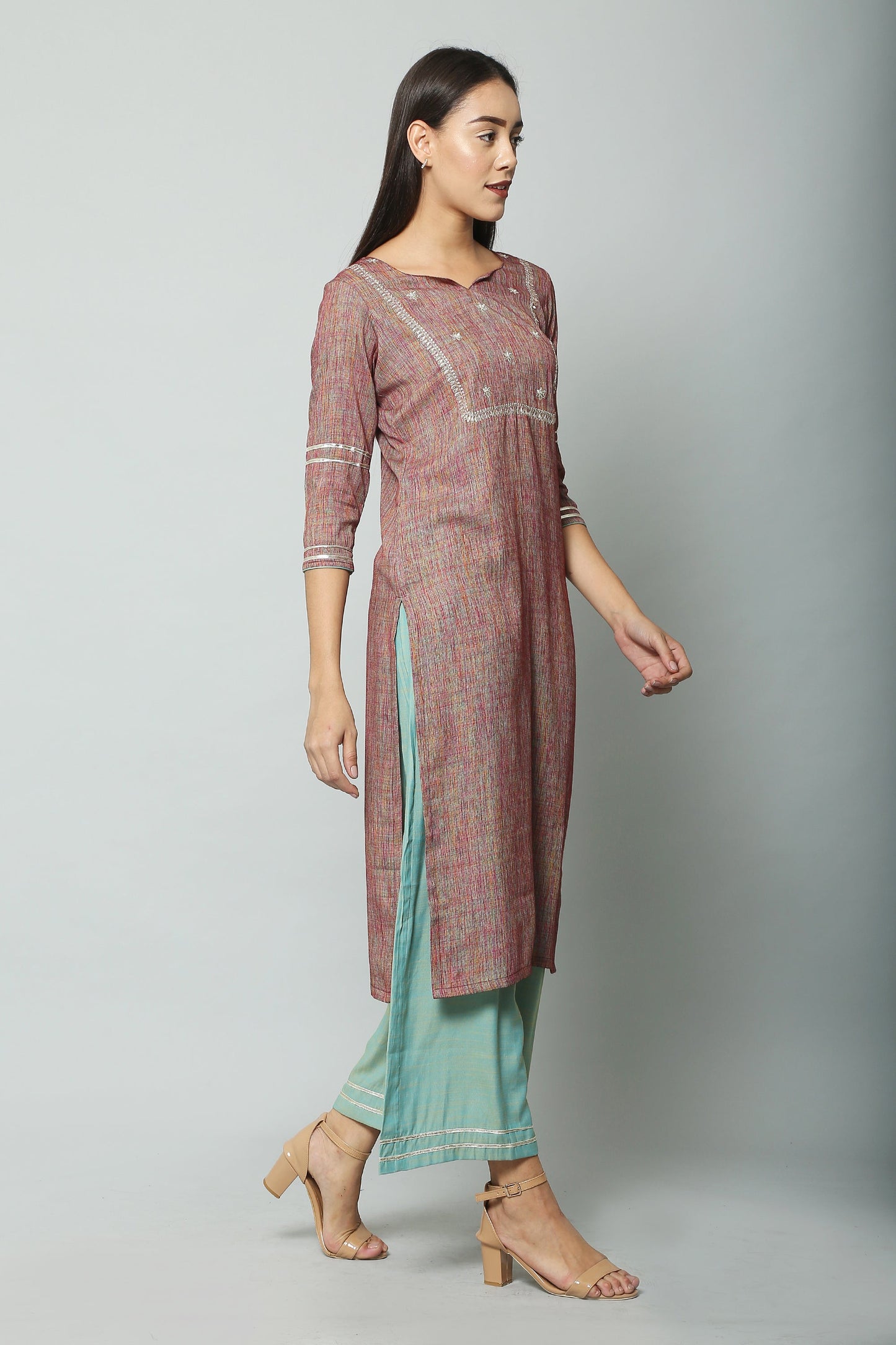 Women's Viscose Rayon Kurta And Palazzo With Dupatta Set