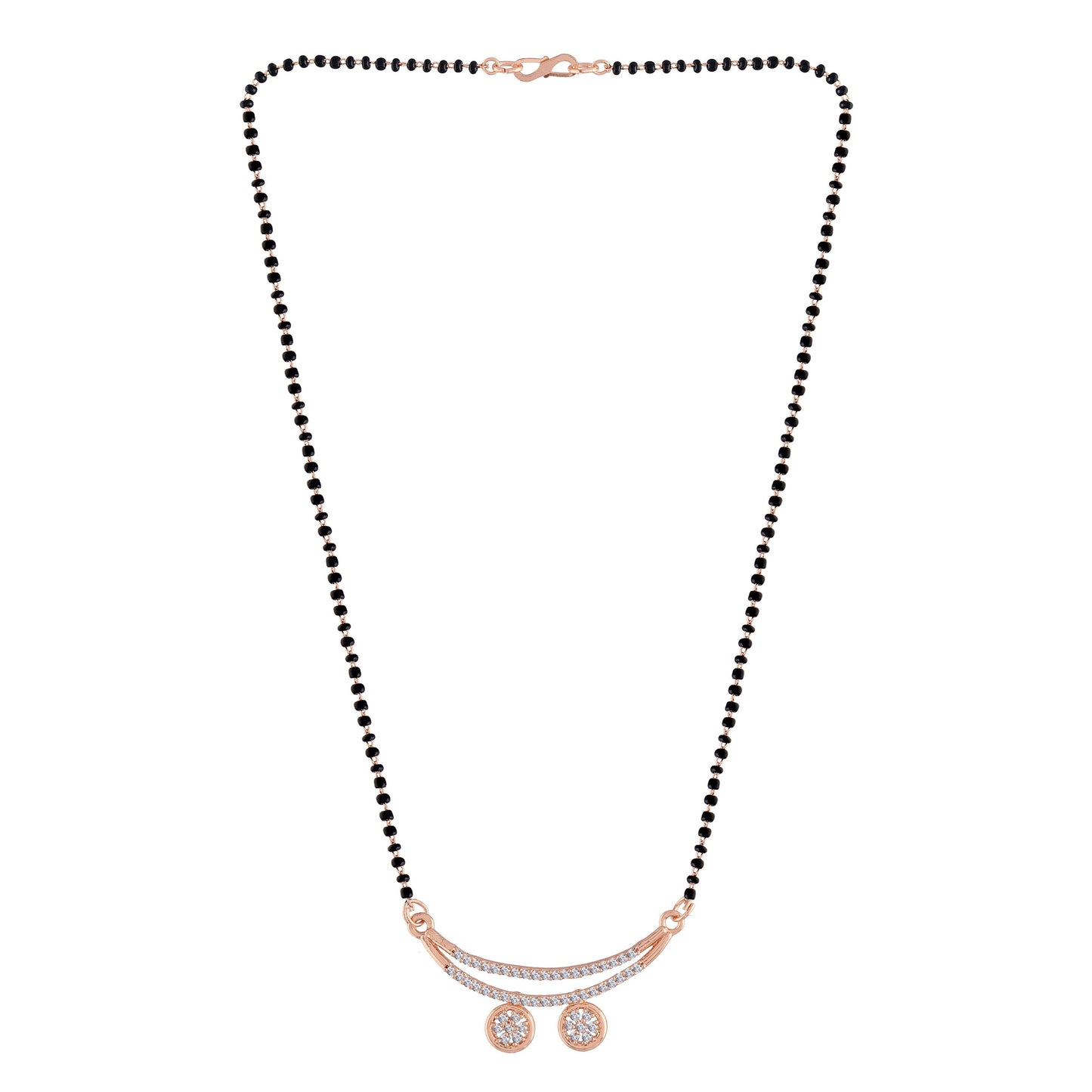 Women's 18k Rose Gold Plated Pendant with Black Bead Chain Mangalsutra