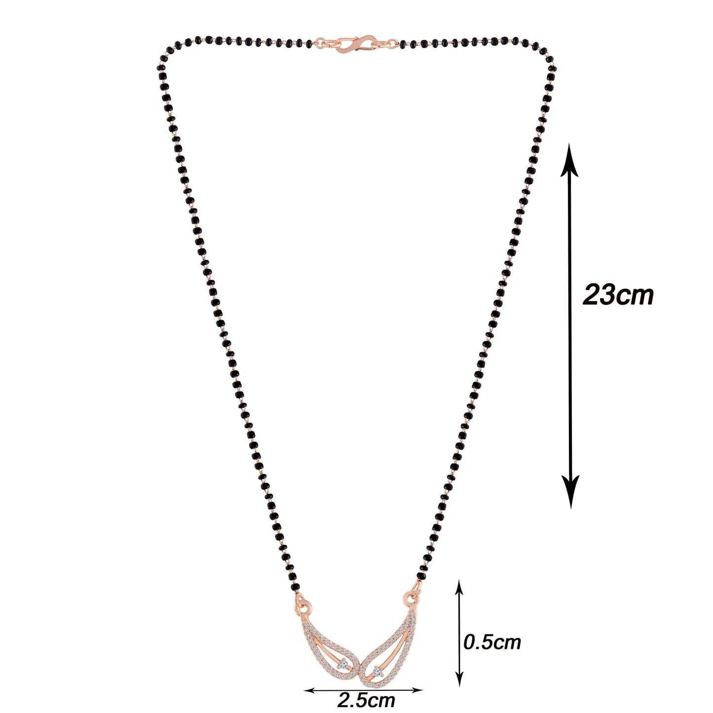 Women's 18k Rose Gold Plated Pendant with Black Bead Chain Mangalsutra