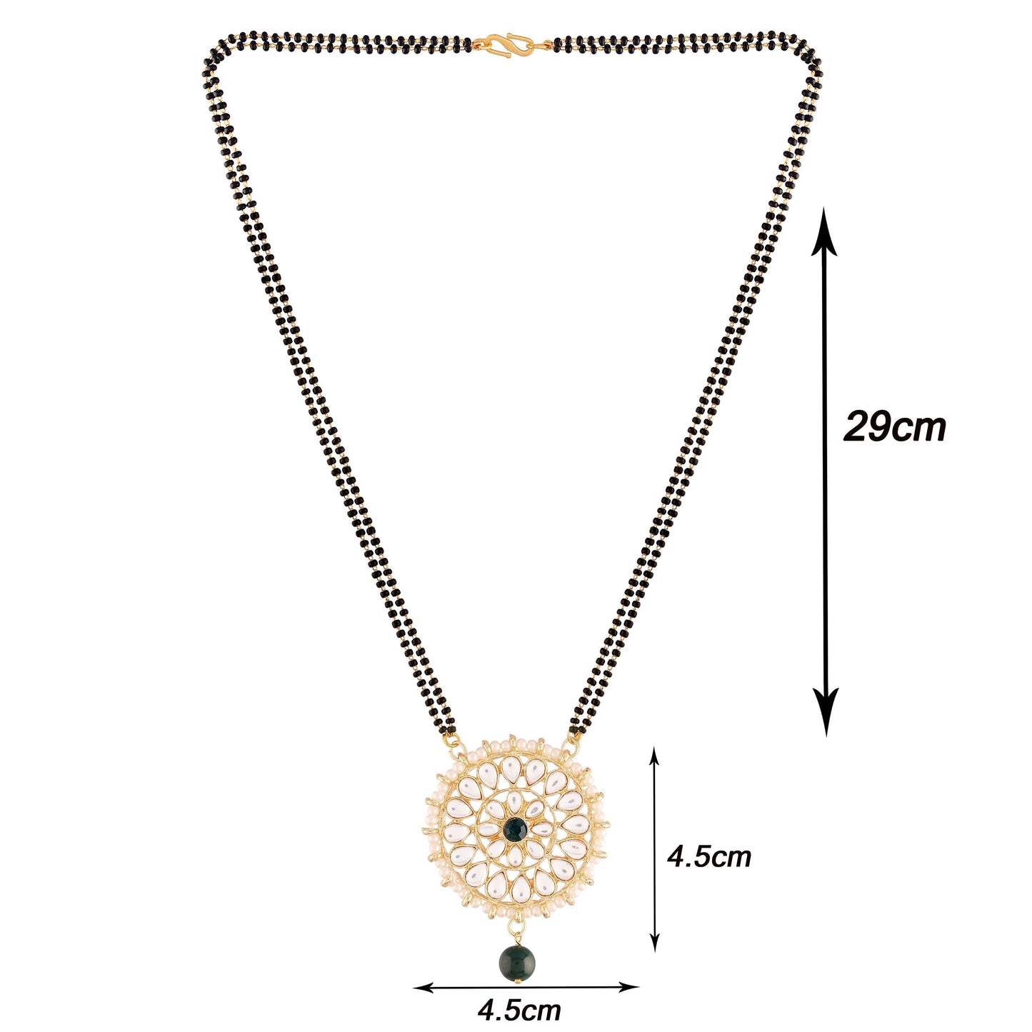 Women's 18k Gold Plated Traditional Pearl Kundan Studded Pendant Mangalsutra