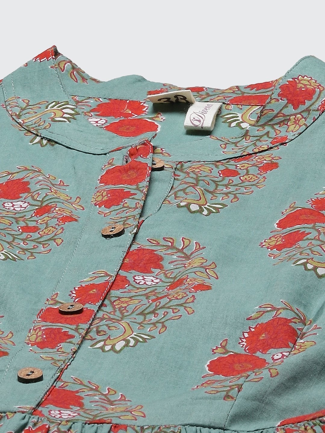 Women's See Green Red Floral Short Top