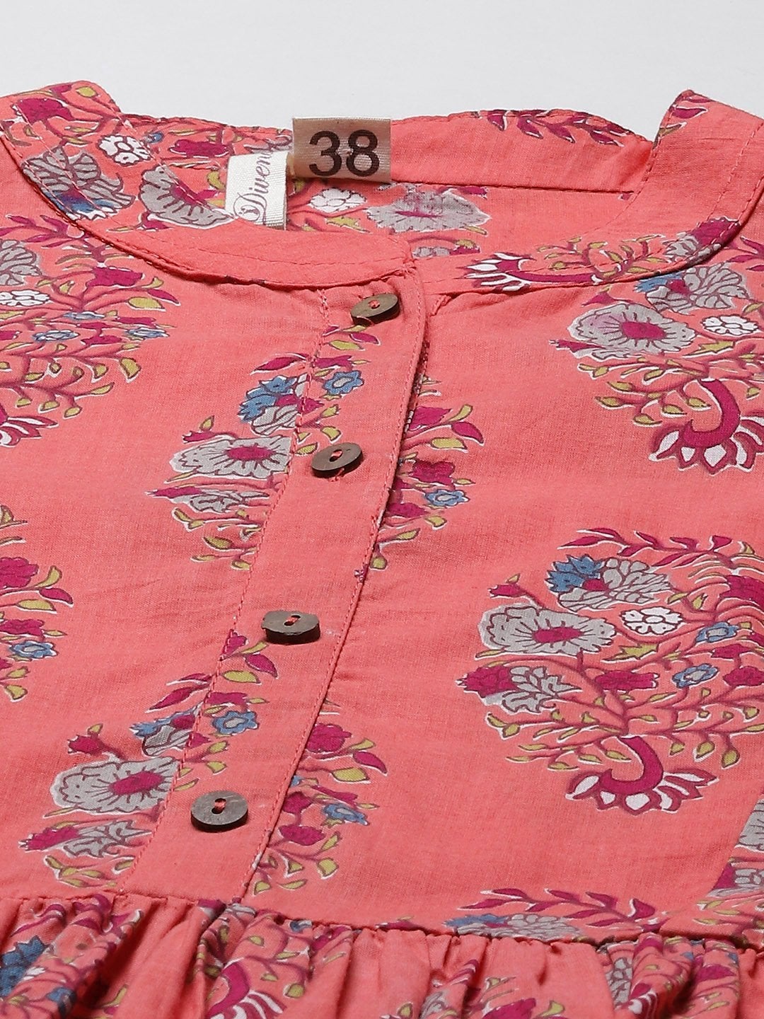 Women's Peach Floral Print Short Top