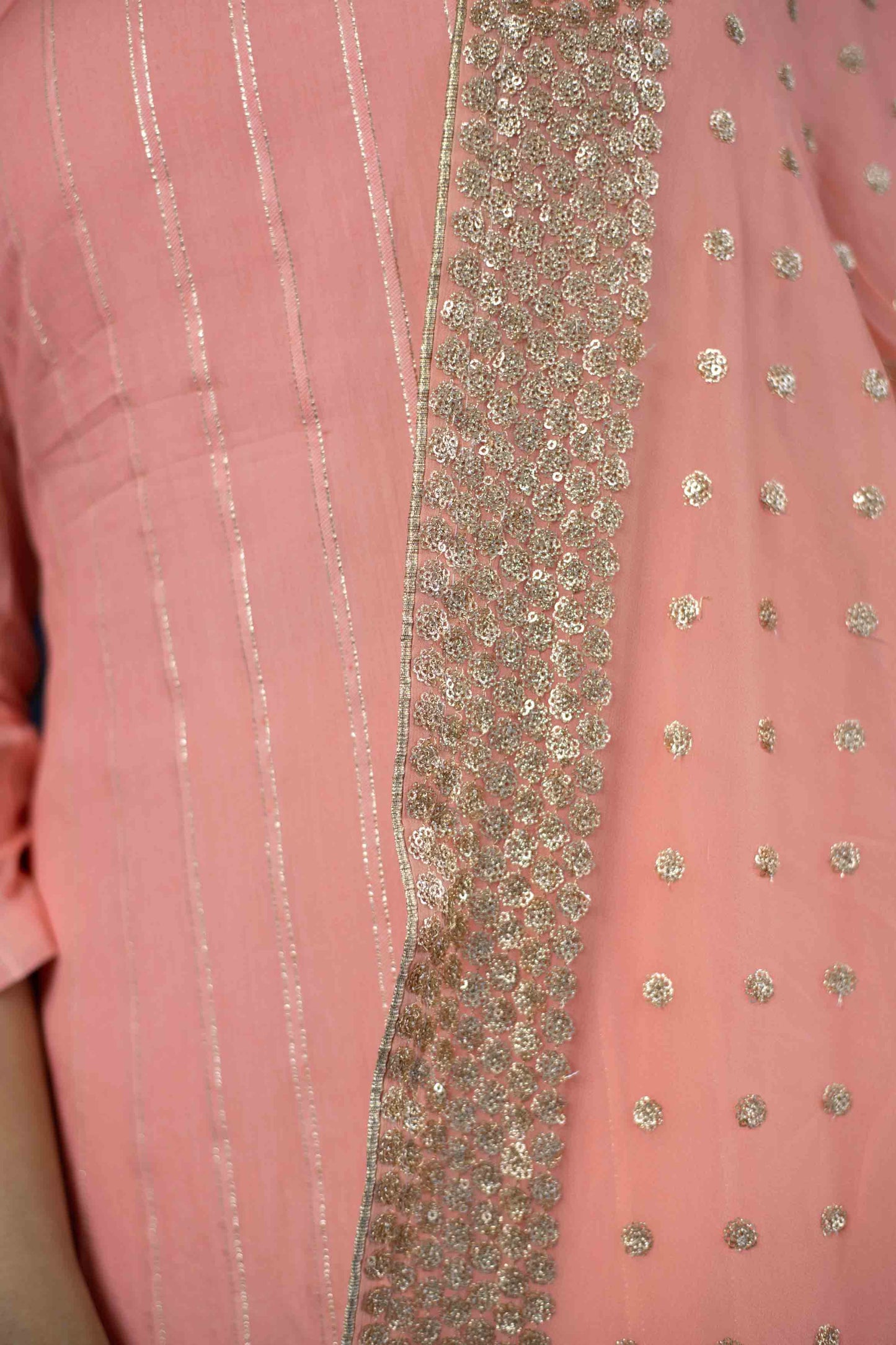 Women's Peach Kurta set With Heavy Dupatta (3pcs Set)