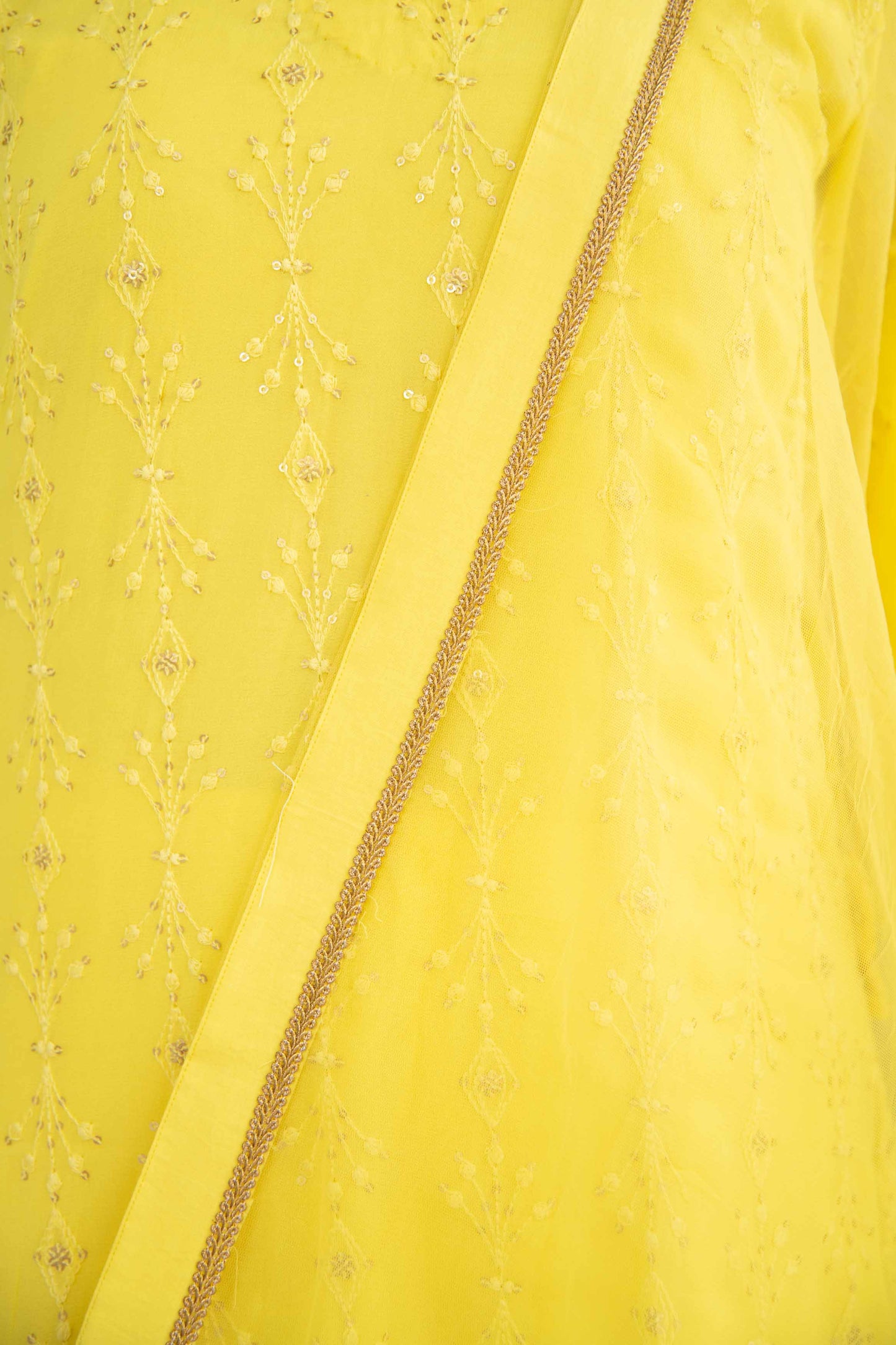 Women's Bright Yellow Thread Work Kurta Set