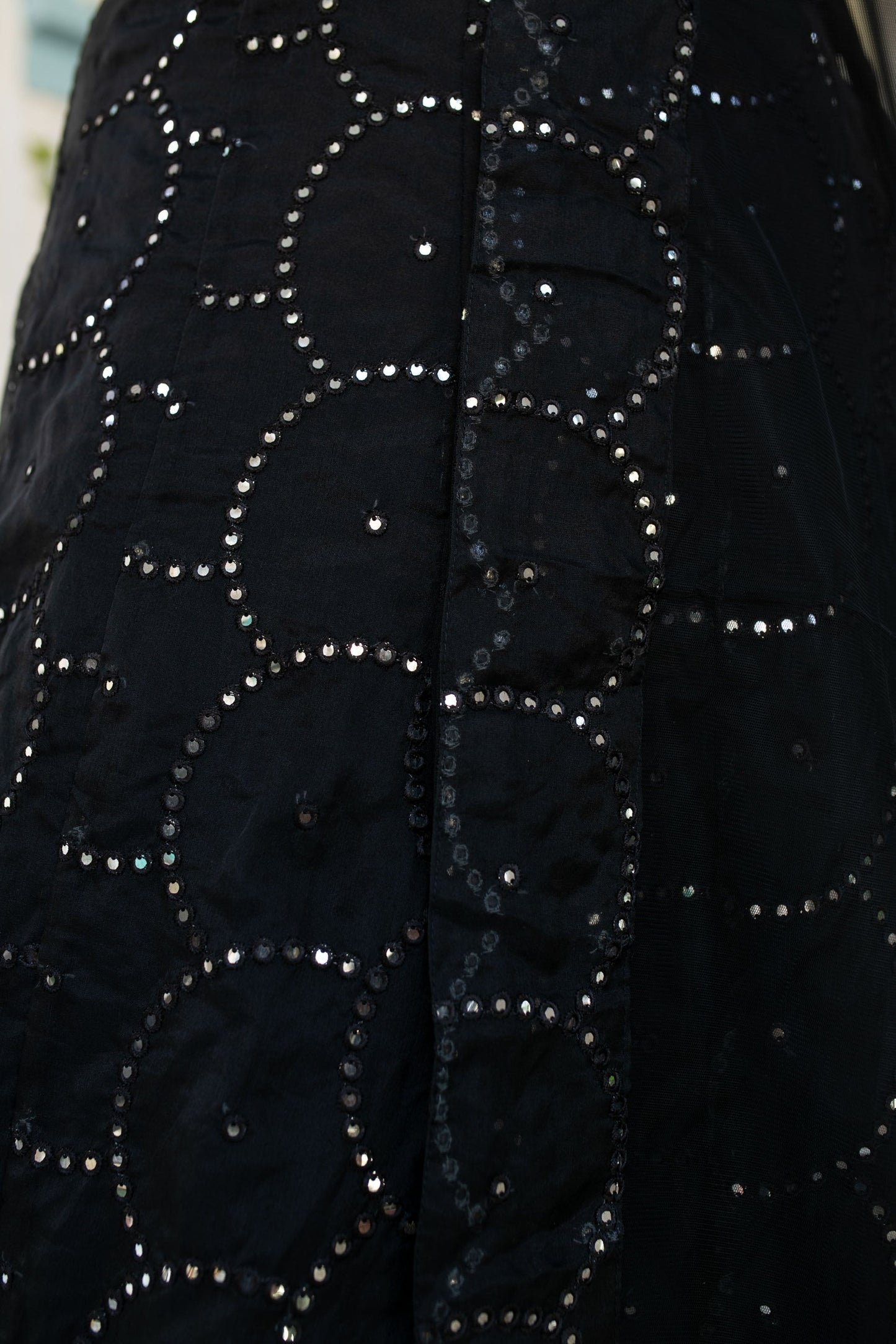 Women's Black Organza Lehenga With Velvet Blouse (3 Pc Set)