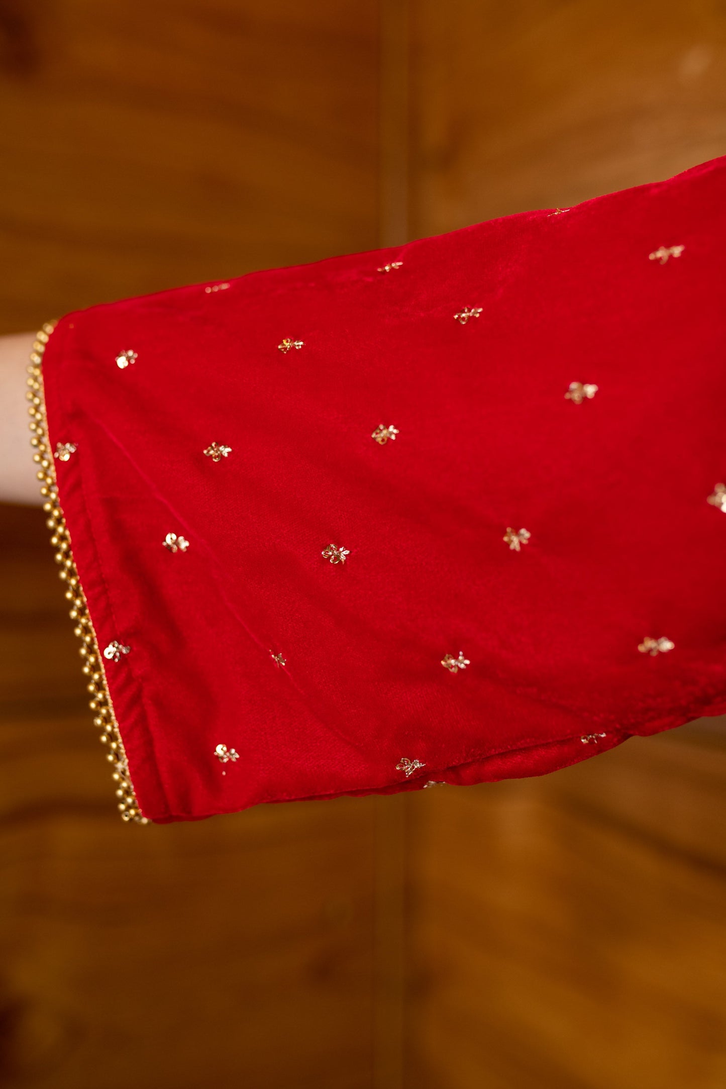 Women's Red Velvet Anarkali Set