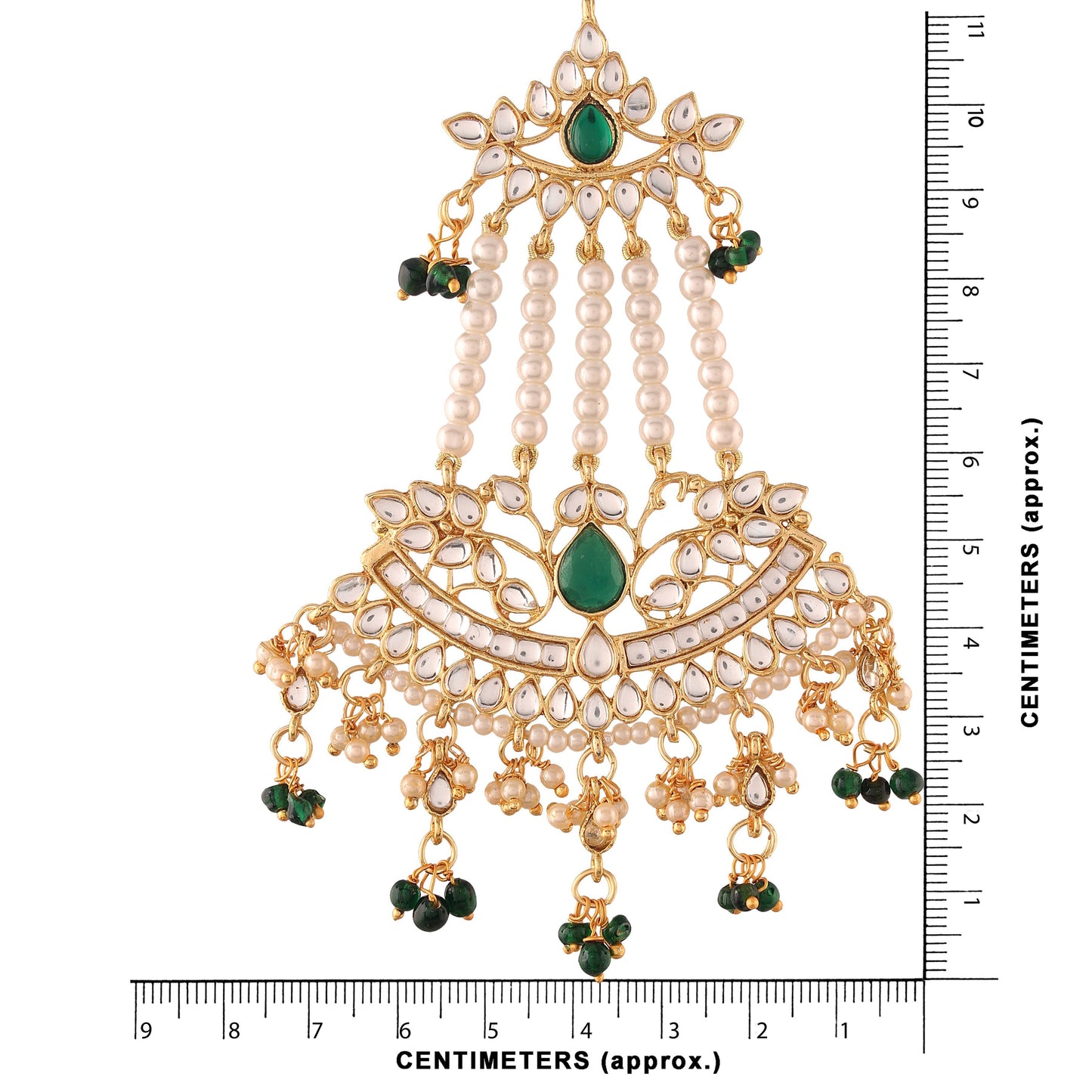 Women's Gold Plated Traditional Kundan & Pearl Dangler Drop Paasa Green Earrings