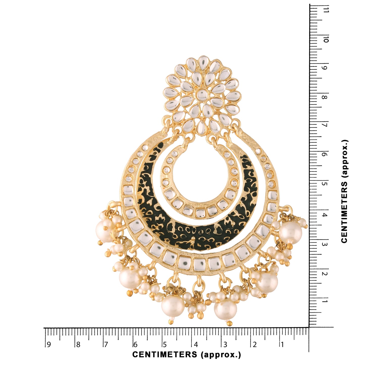 Women's Black Traditional Gold Plated Alloy Handmade Enamel Meenakari Earrings