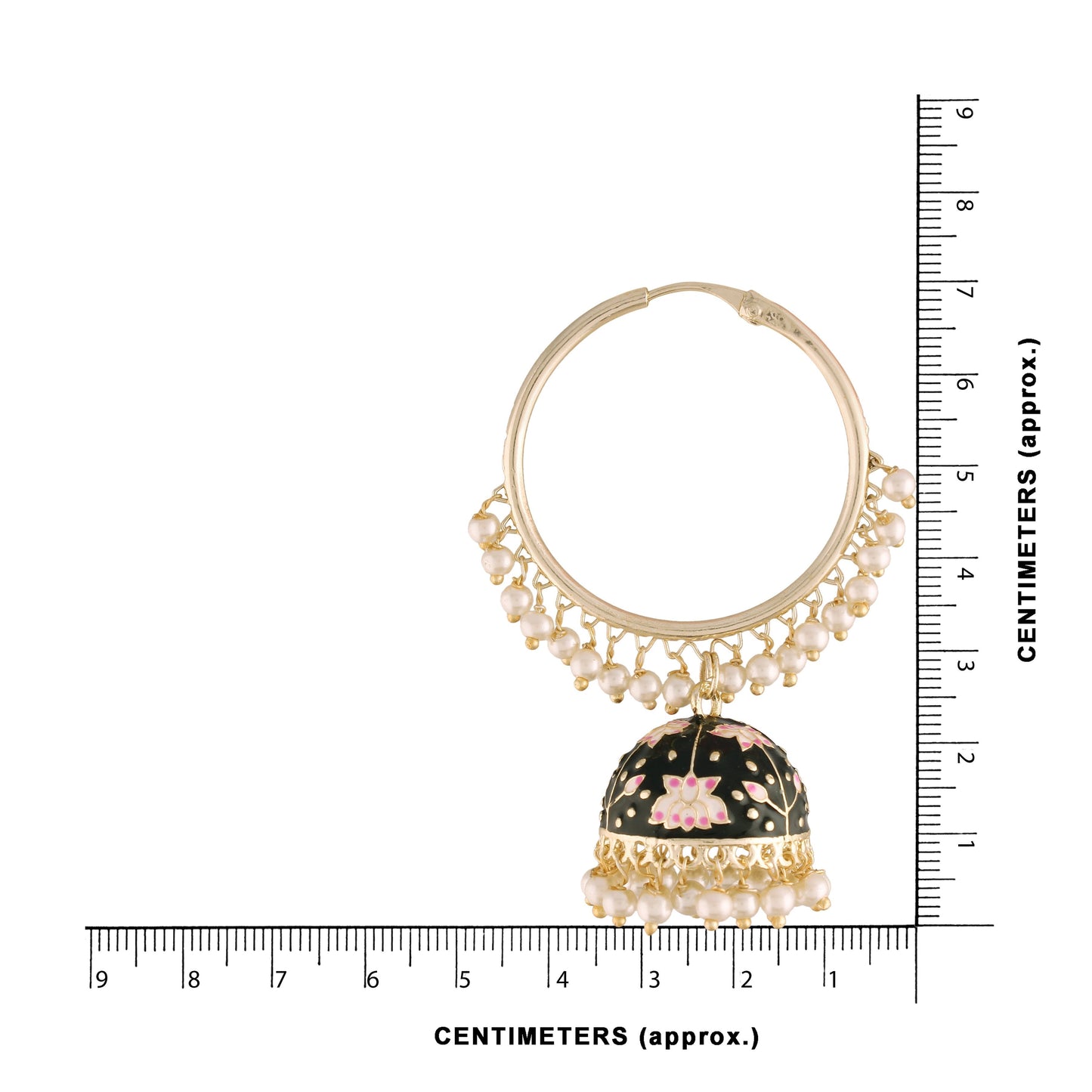 Women's Gold Plated Traditional Handcrafted Enamelled Black Jhumki