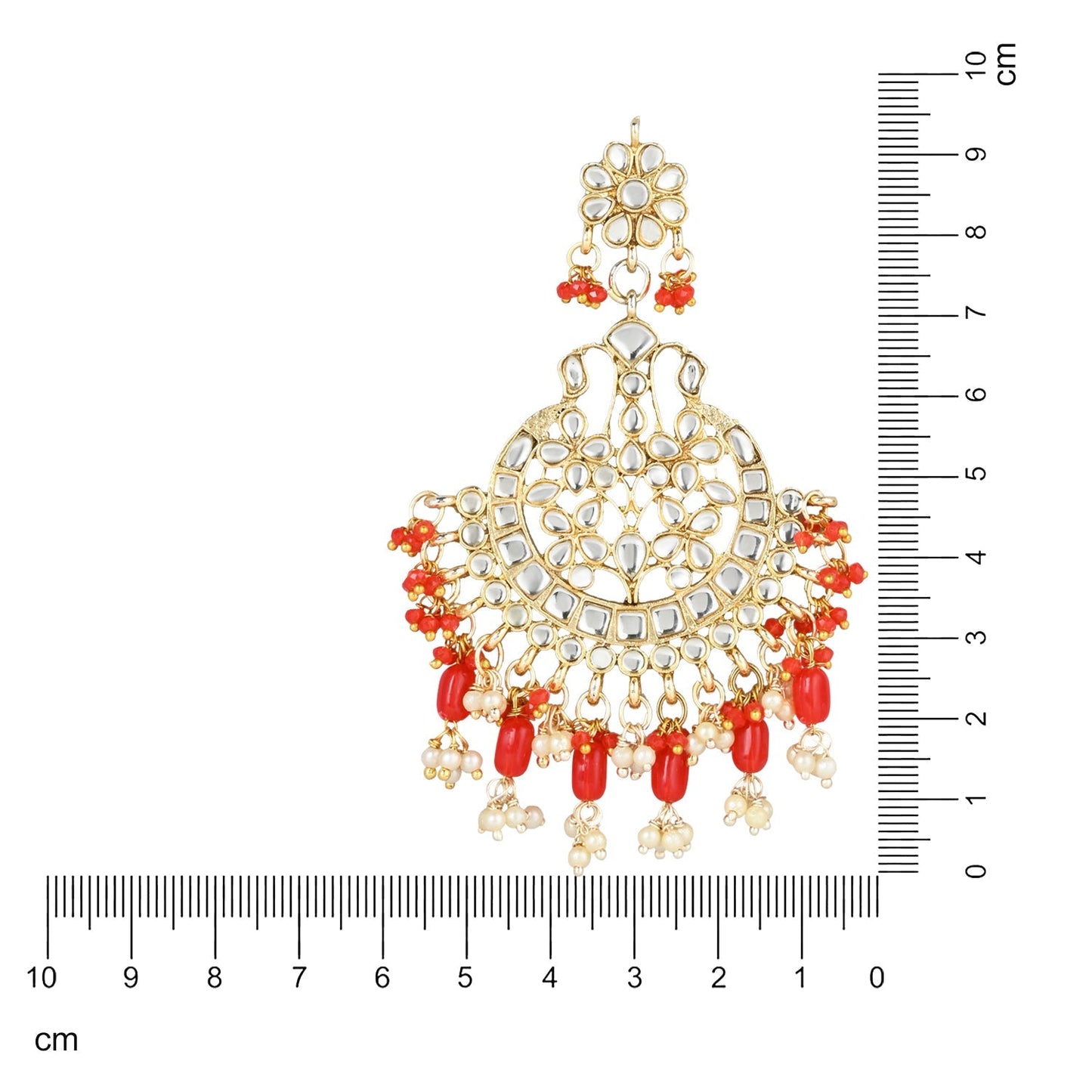 Women's 18K Gold Plated Traditional Handcrafted Pearl Kundan Beaded Earrings (E3013R)