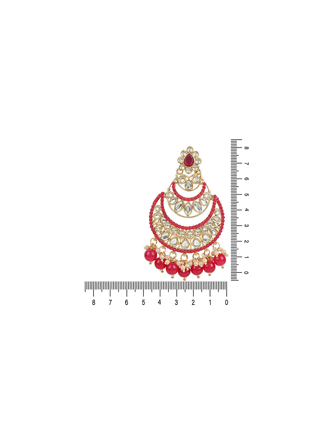 Women's 18K Gold Plated Traditional Handcrafted Pearl Kundan Beaded Chandbali Earrings (E3029Q)
