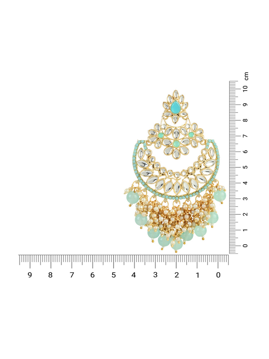 Women's 18K Gold Plated Traditional Pearl Kundan Beaded Chandbali Earrings (E3056Sb)