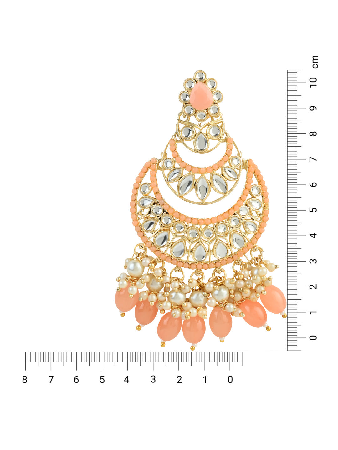 Women's 18K Gold Plated Traditional Handcrafted Pearl Kundan Beaded Chandbali Earrings (E3057Pe)