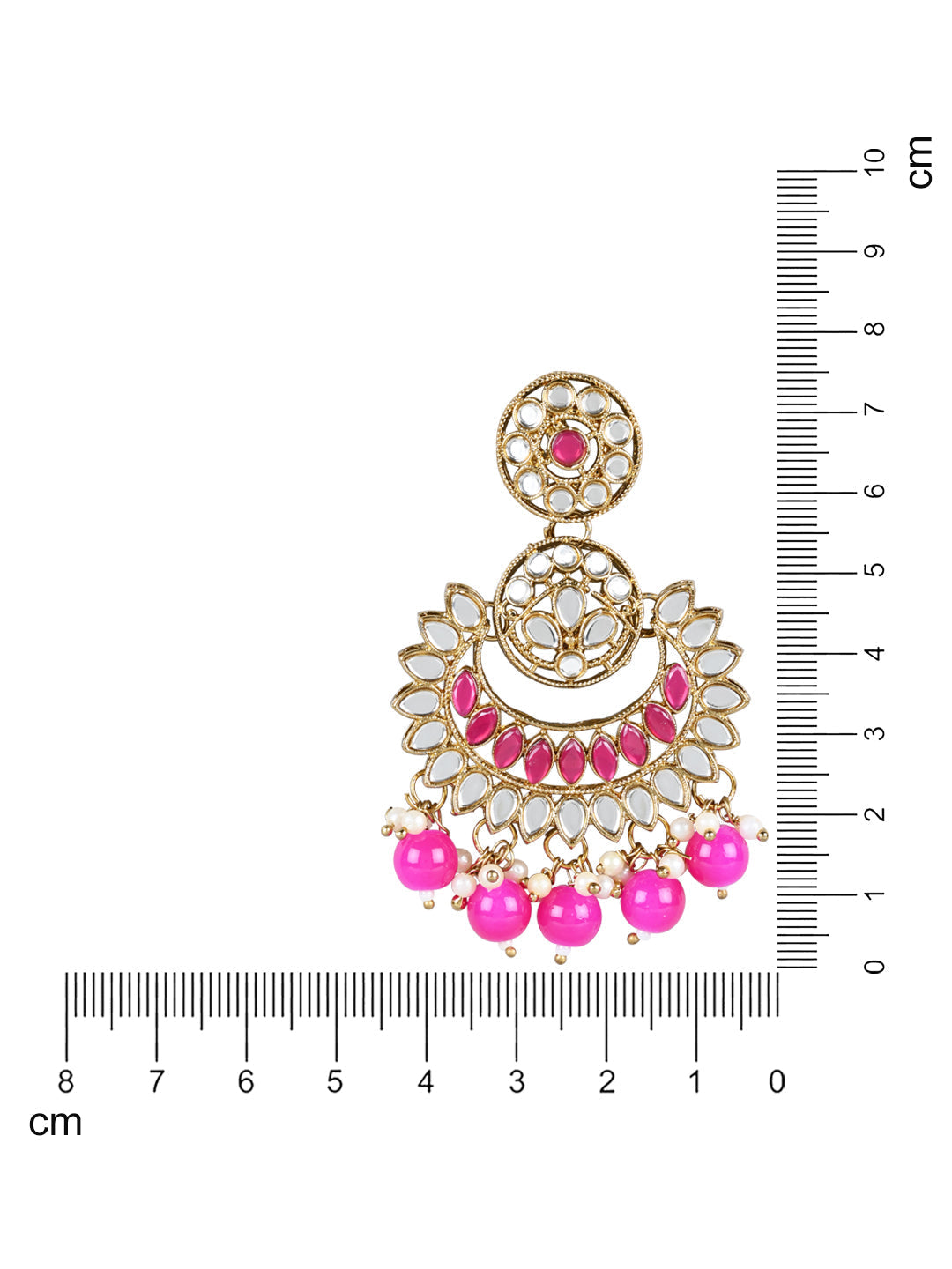 Women's 18K Gold Plated Traditional Kundan & Stone Studded Chandbali Earrings (E3079Q)
