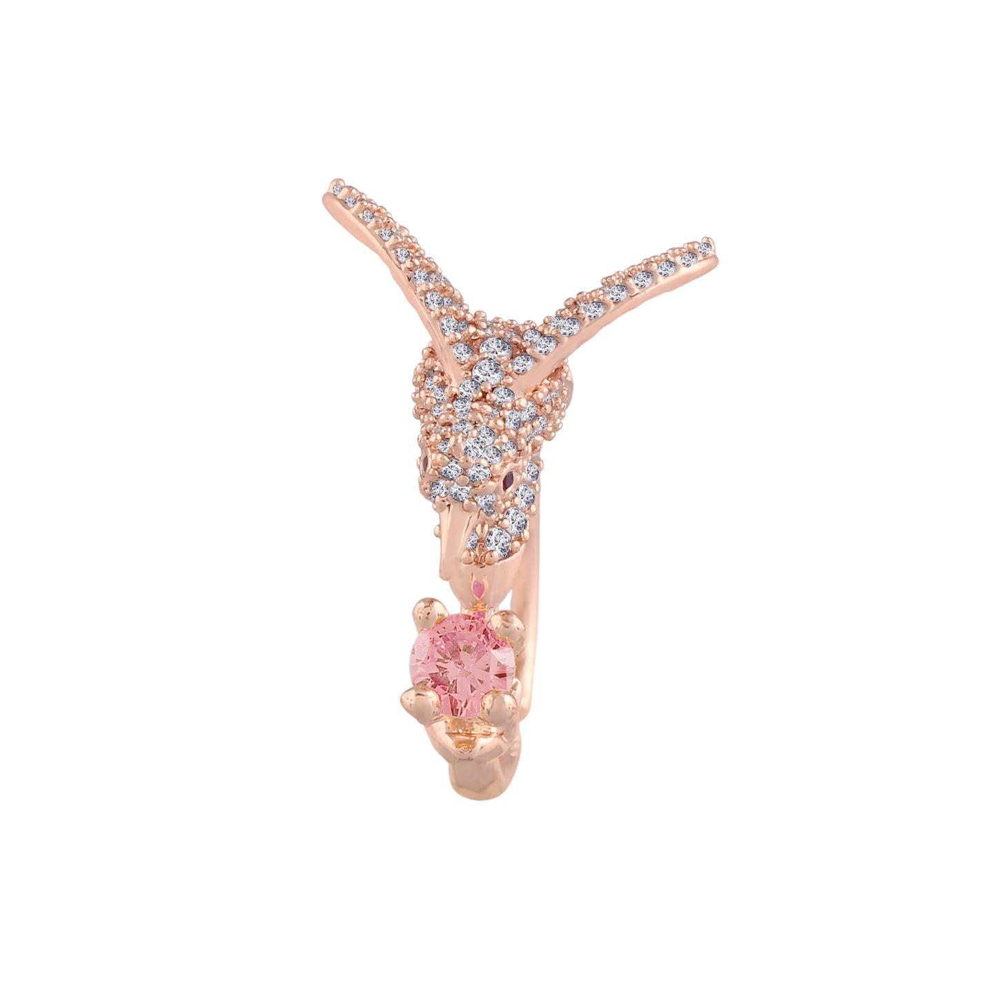Women's Rose Gold Crystal AD Sparkling Birds Finger Ring