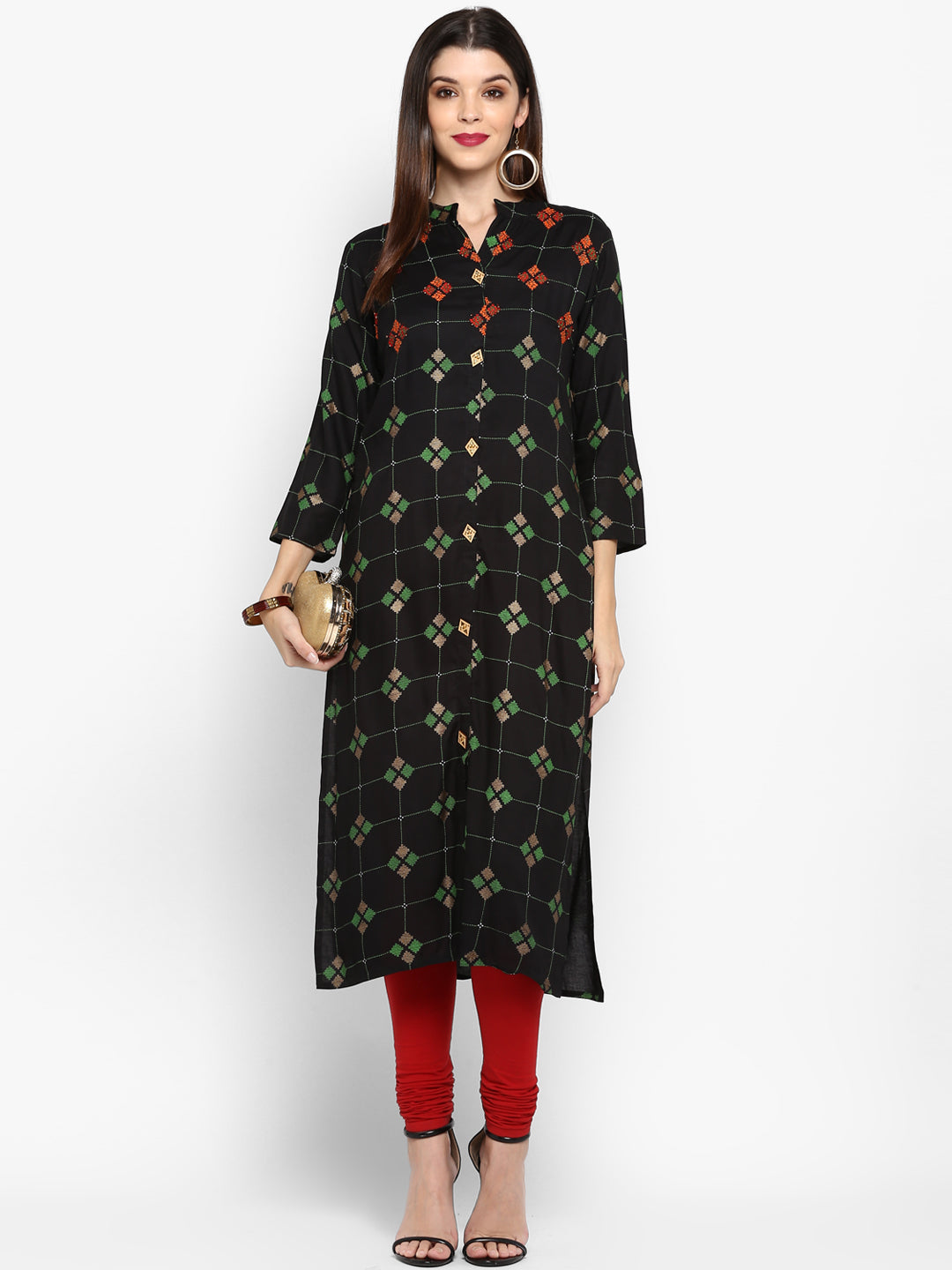 Women's Black Rayon Kurta By Vbu
