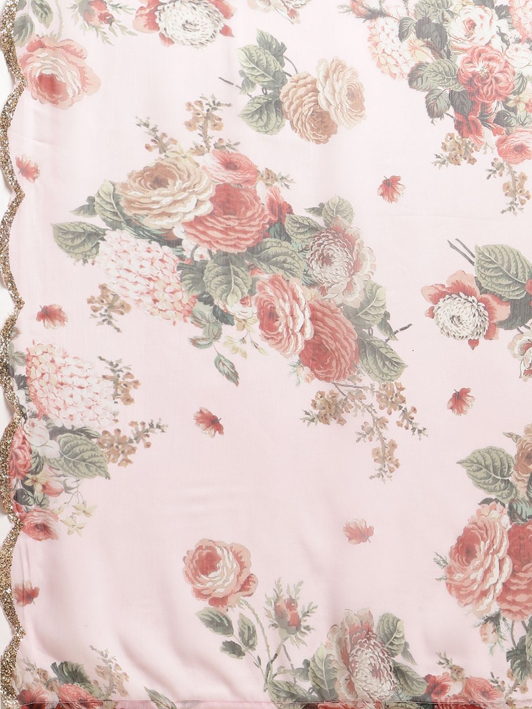 Women's Pink Chiffon Digital Print Floral Saree