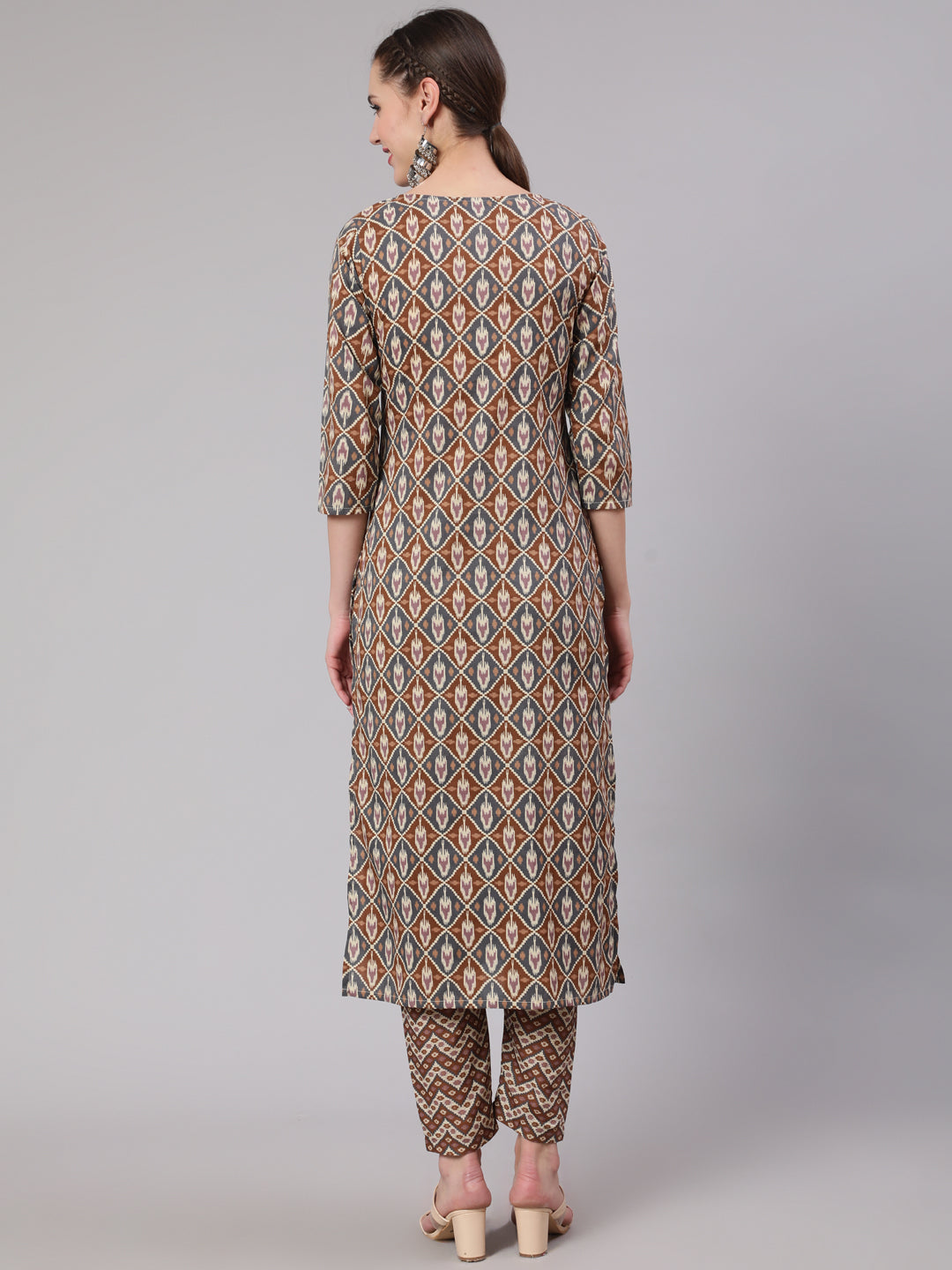 Women's Multi Geometric Printed Straight Kurta With Palazzo