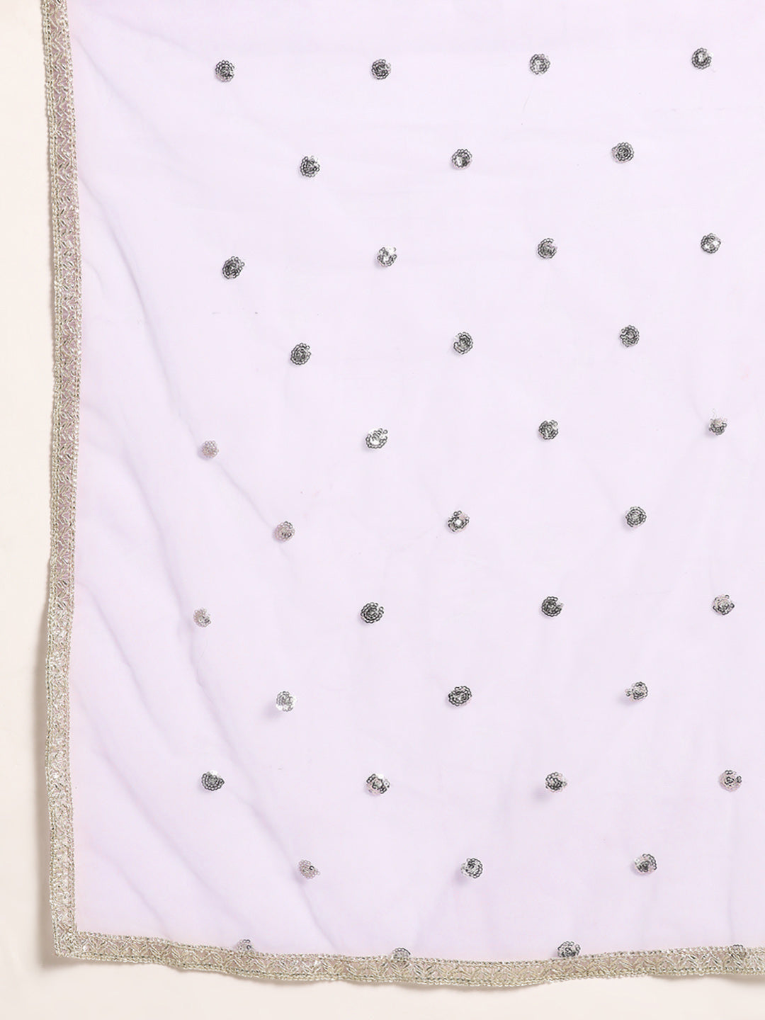Women's Lavender Embroidered Flared Dress With Scalloped Dupatta