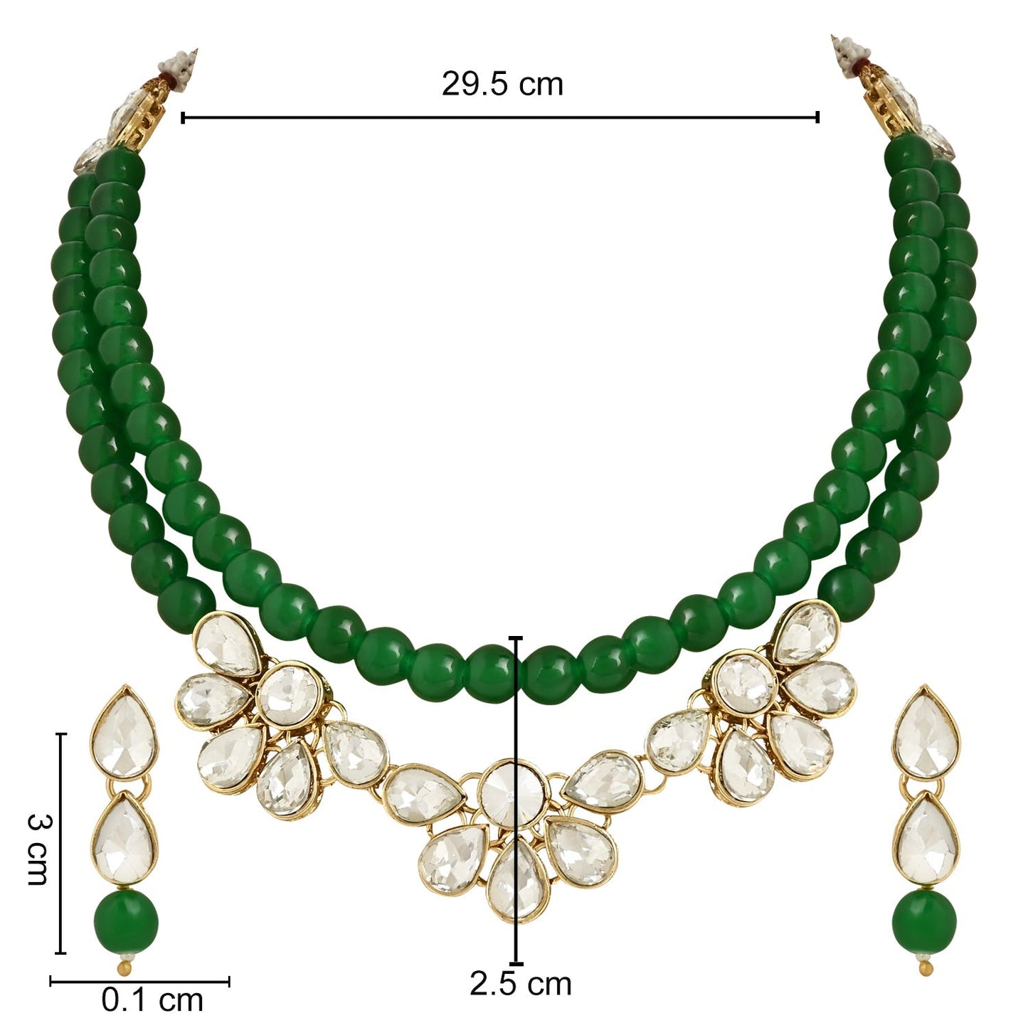 Women's 18K Gold Plated Traditional Kundan & Pearls Necklace Jewellery Set with Earrings