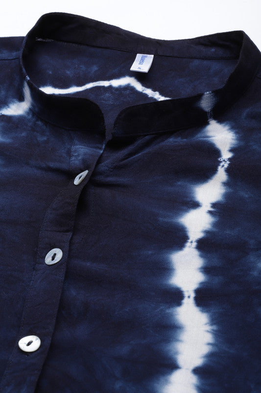 Women's Navy Blue White Tie Dyed Co-Ords