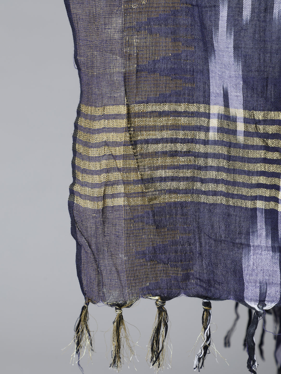 Women's Navy Blue Ikat Designed Dupatta