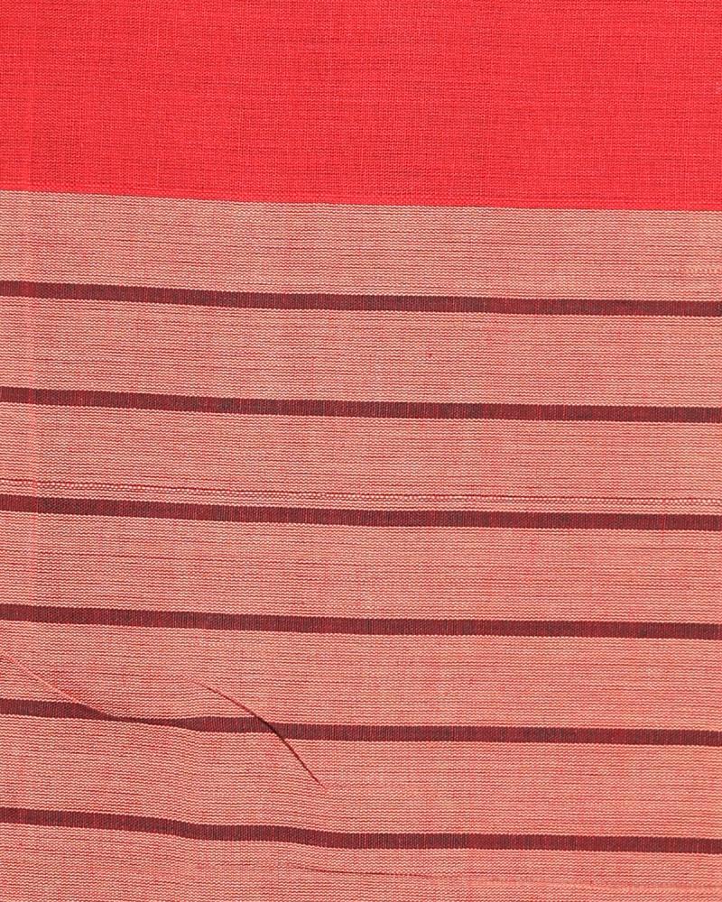 Women's Ganga Jamuna Taitai Border Peach Handloom Cotton saree Jekhard Work Pallu