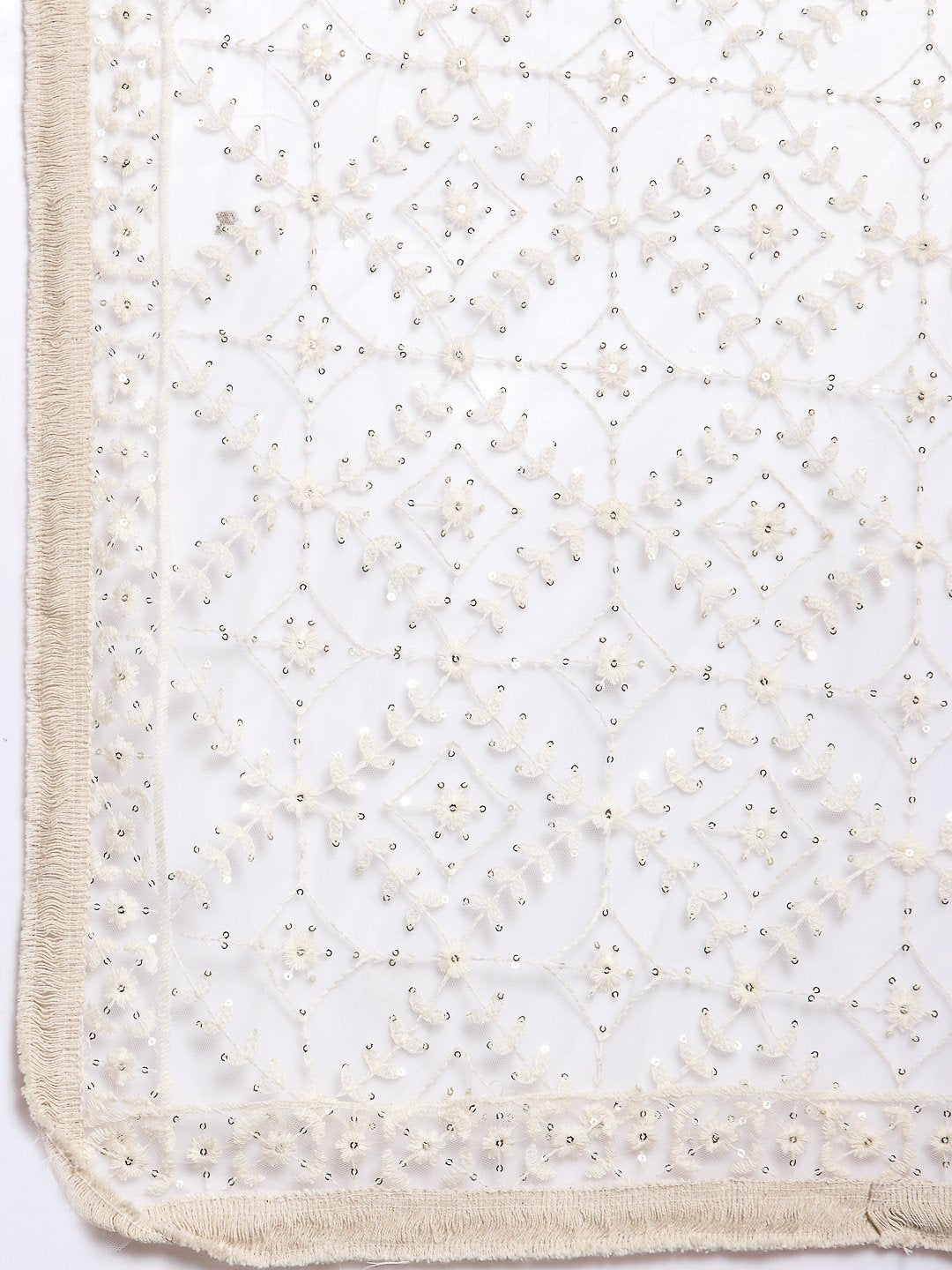 Women's White Net Solid Casual Dupatta