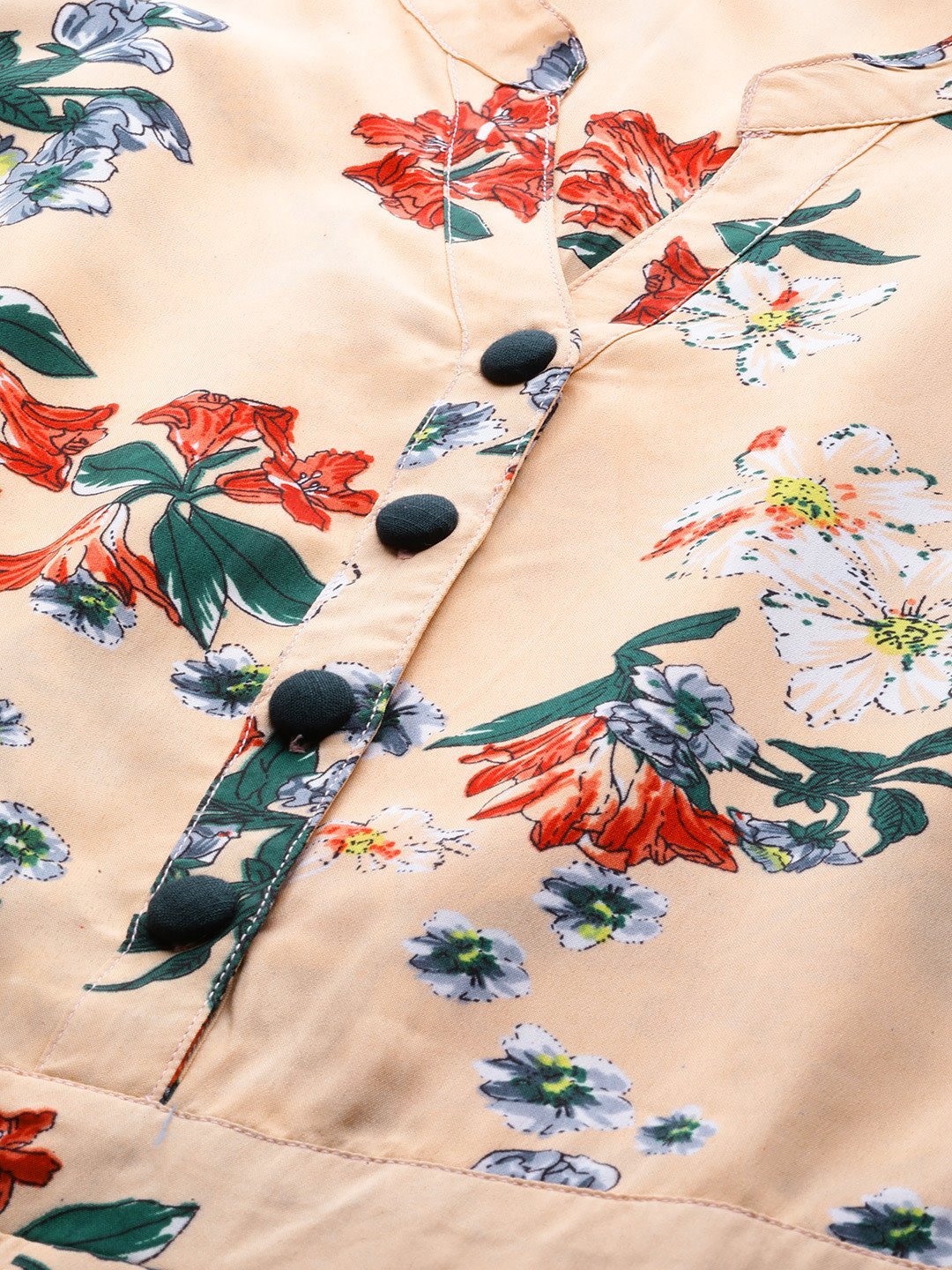 Women's Peach Polyester Printed Half Sleeve Casual Jumpsuit