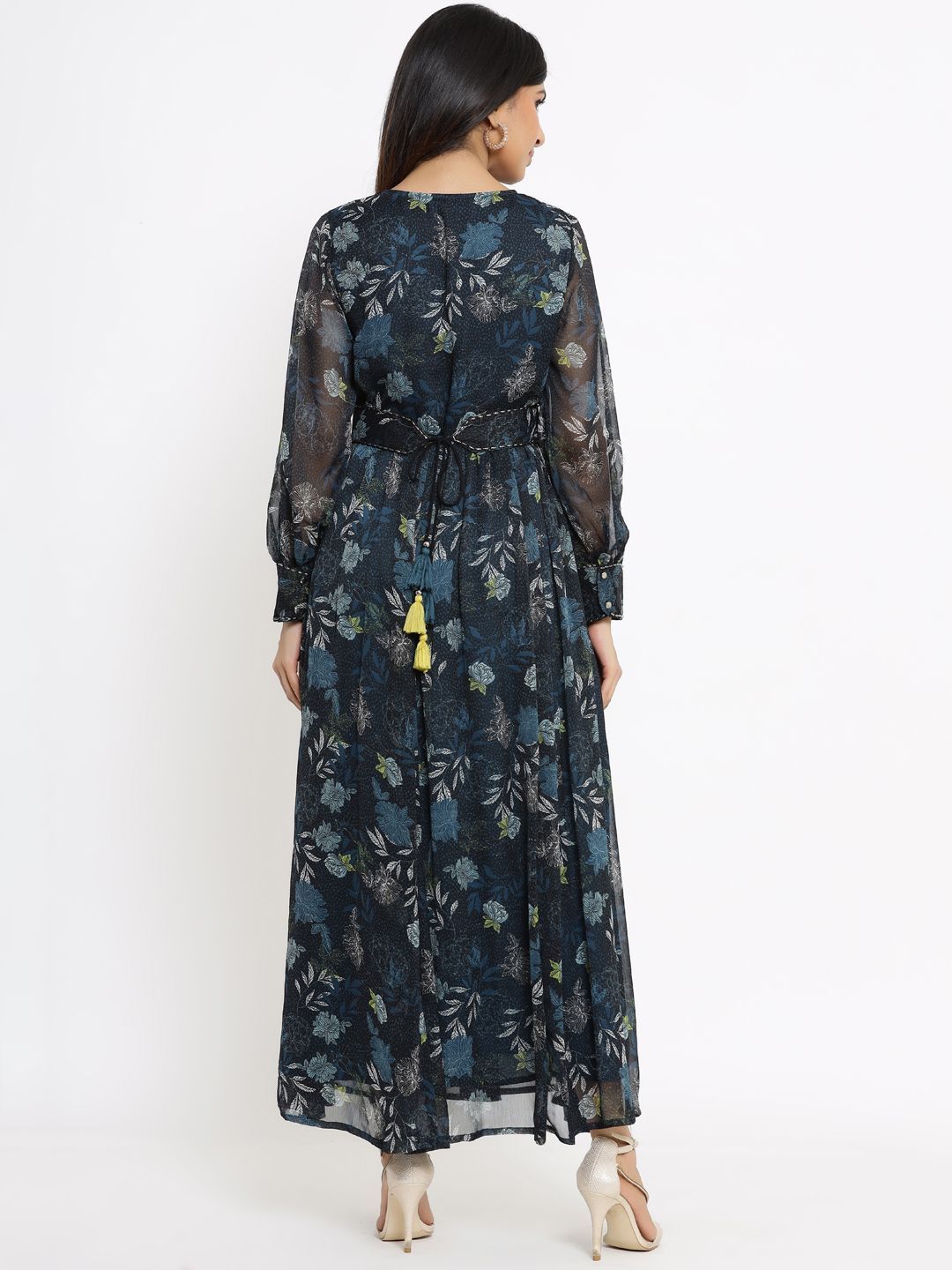 Women's Flared Printed Dress With Tie-up Blet