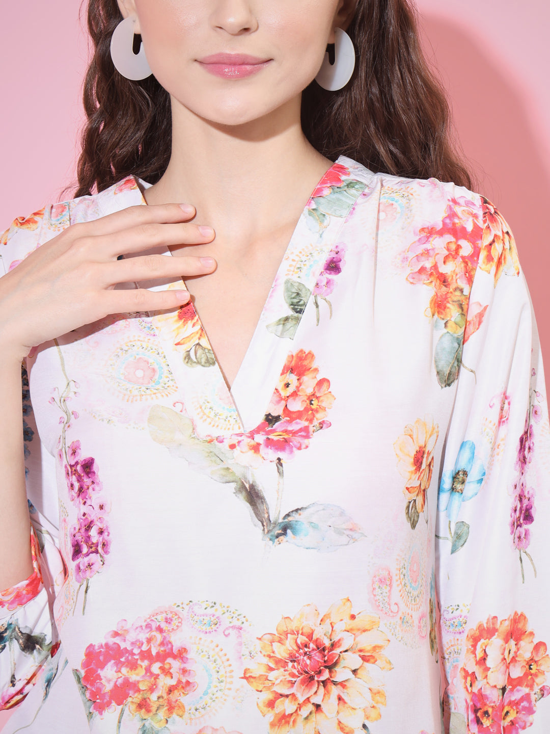 Women's Multi Printed V-Neck Top