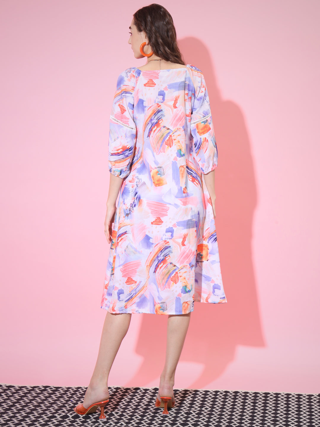 Women's Multi Abstract Printed A-Line Dress