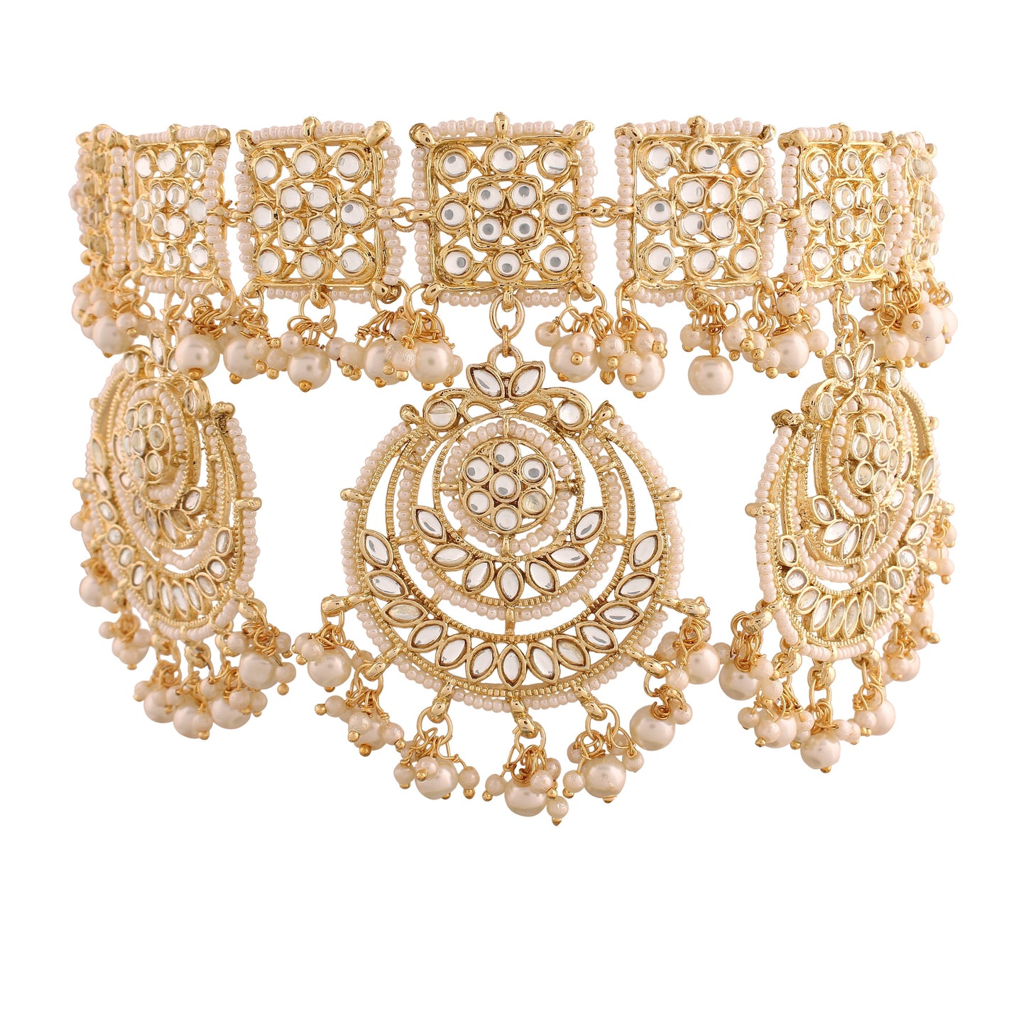 Women's 18K Gold Plated Traditional Kundan & Pearl Studded Choker Se
