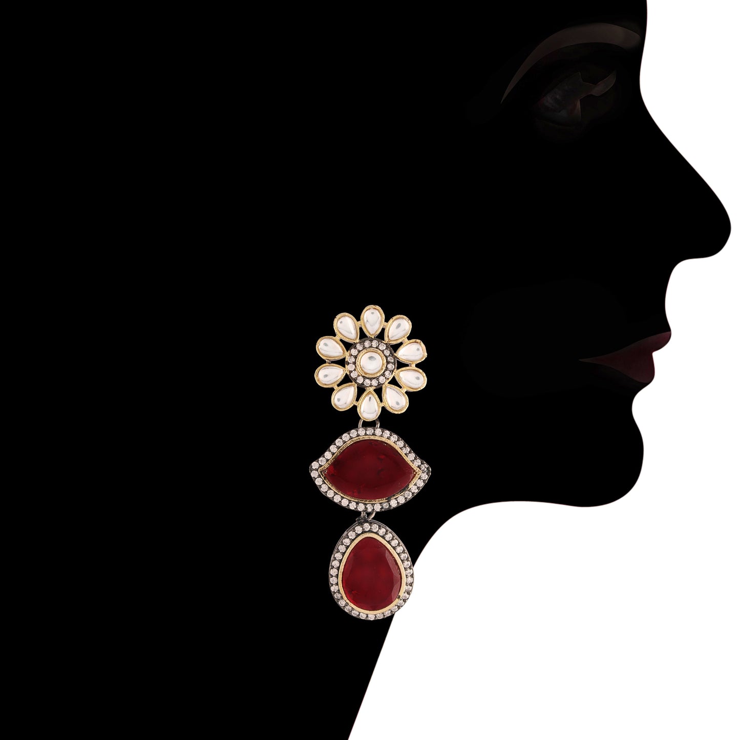 Women's 18K Gold Plated Traditional Kundan & Pearl Studded Choker Set - I Jew