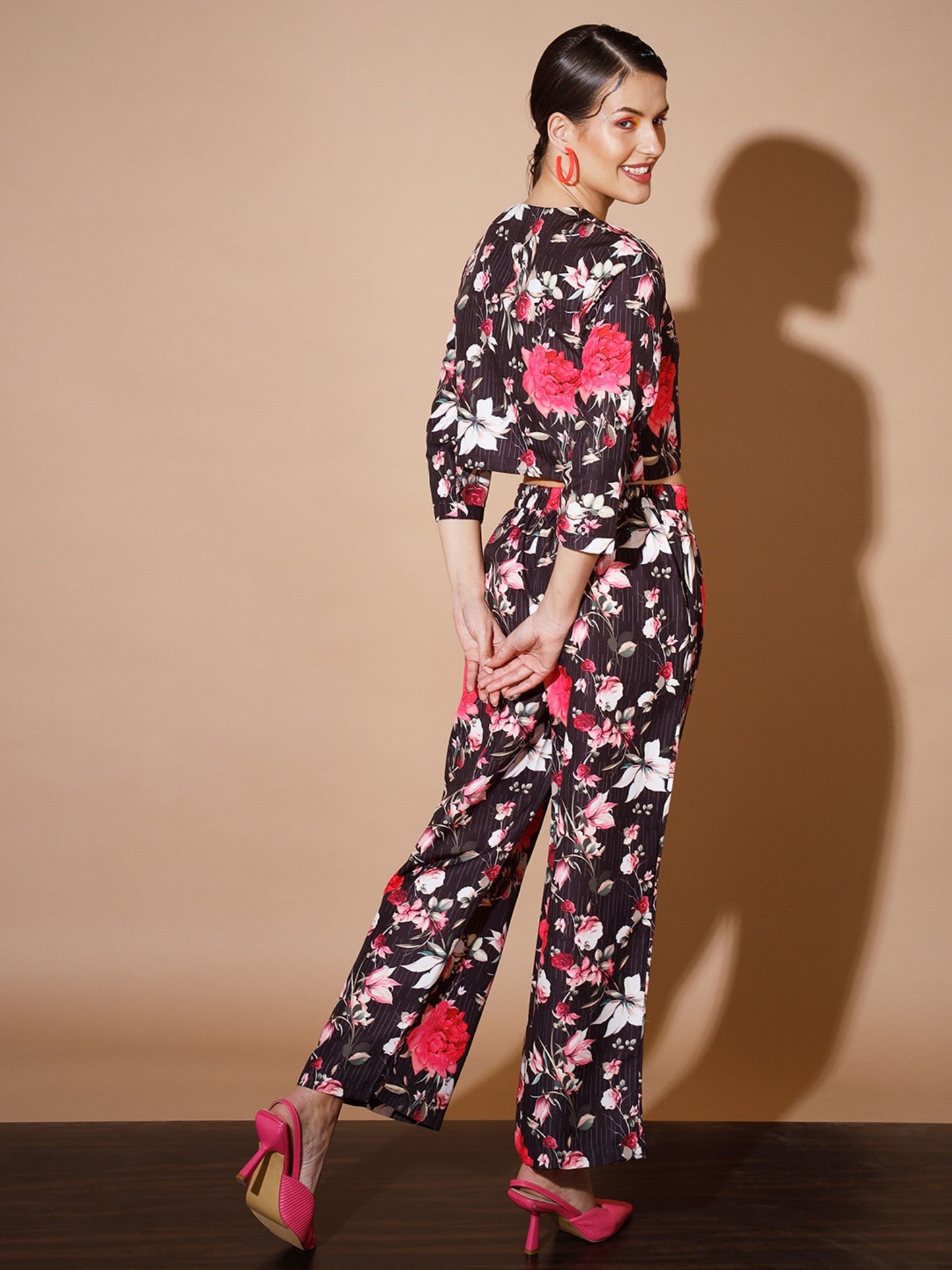 Women's Black Printed Co-Ords