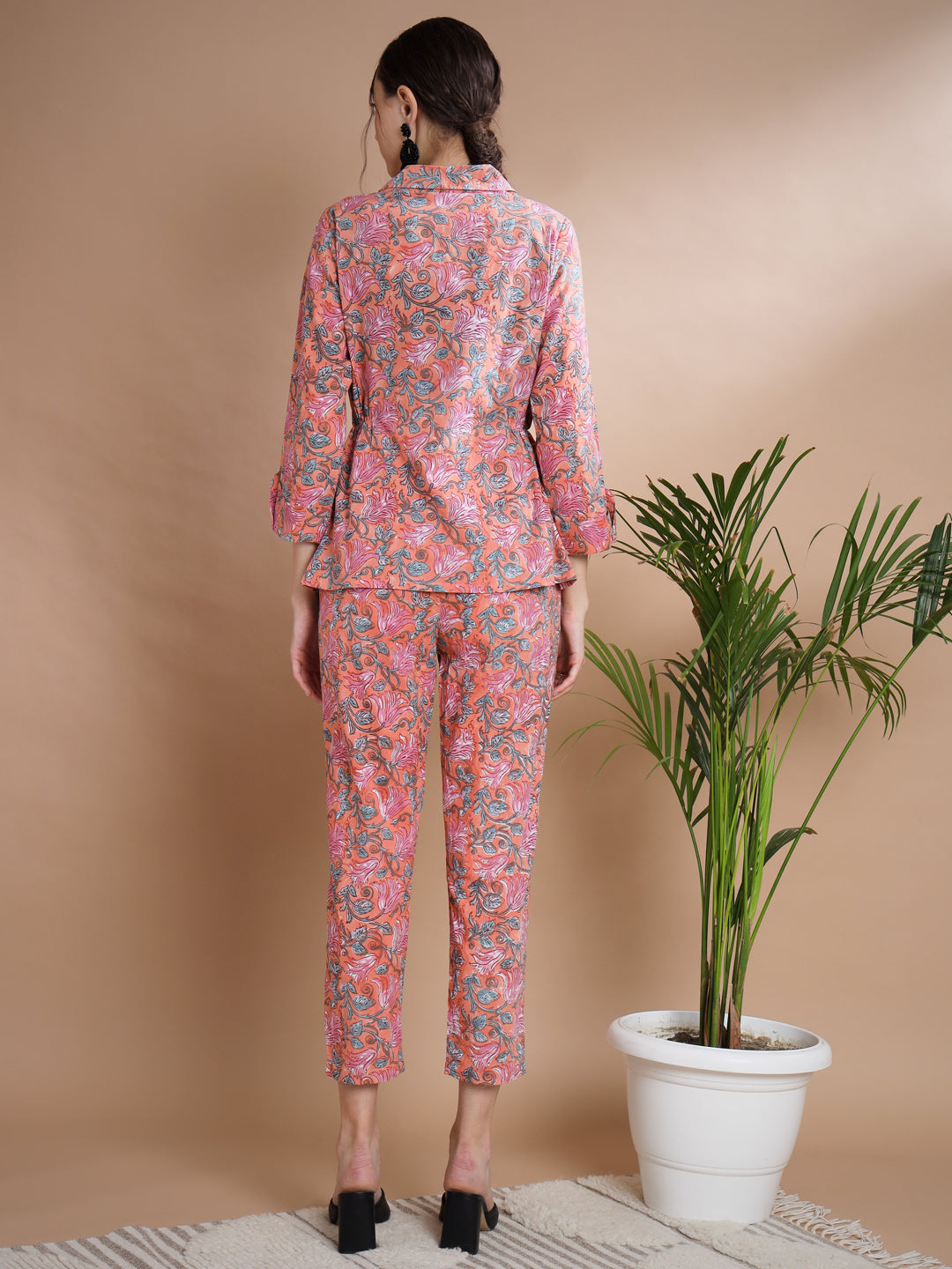 Women's Multi Shawl Neck Coat With Trousers