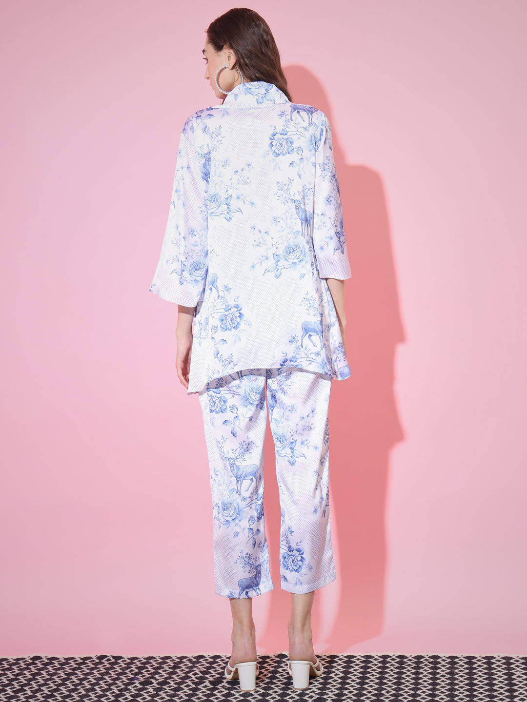 Women's Blue High Neck Top With Trousers