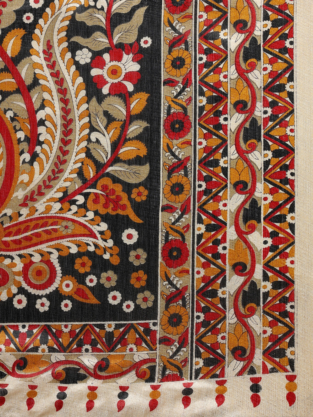 Women's Black Chiffon Printed Saree