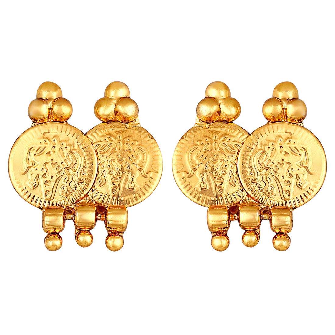 Women's 18K Gold Plated Traditional South Indian Stylish Necklace With Earrings.