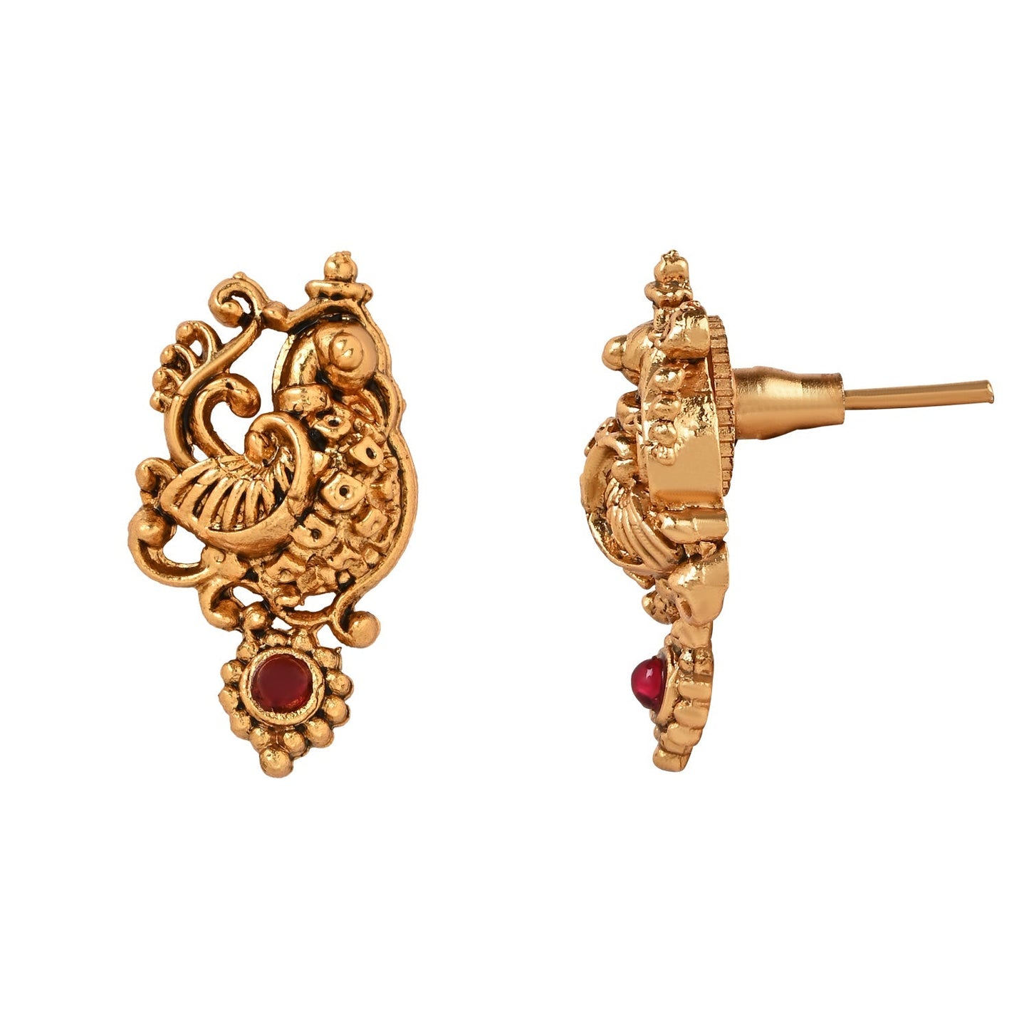 Women's Gold Plated Traditional Temple Choker Necklace Jewellery With Earrings Set