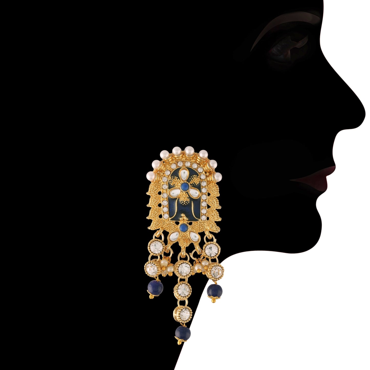 Women's gold plated handcrafted enamel meena work traditional choker with stone studded jewellery set ml123g